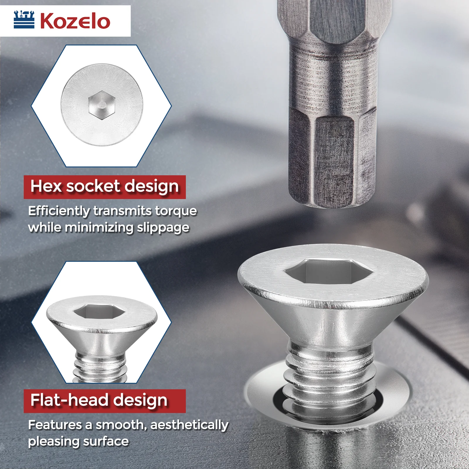 20Pcs Flat Head Socket Cap Screws-[5/16"-18x1-1/4"], 304 Stainless Bolts Silver - Image 6