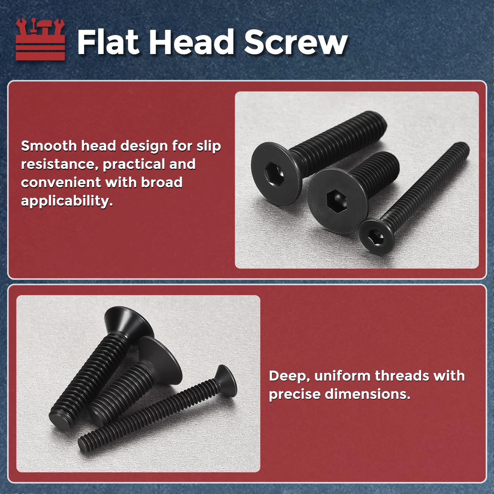 50Pcs Flat Head Socket Cap Screws-[#4-40x1/4"], 304 Stainless Bolts Black - Image 4