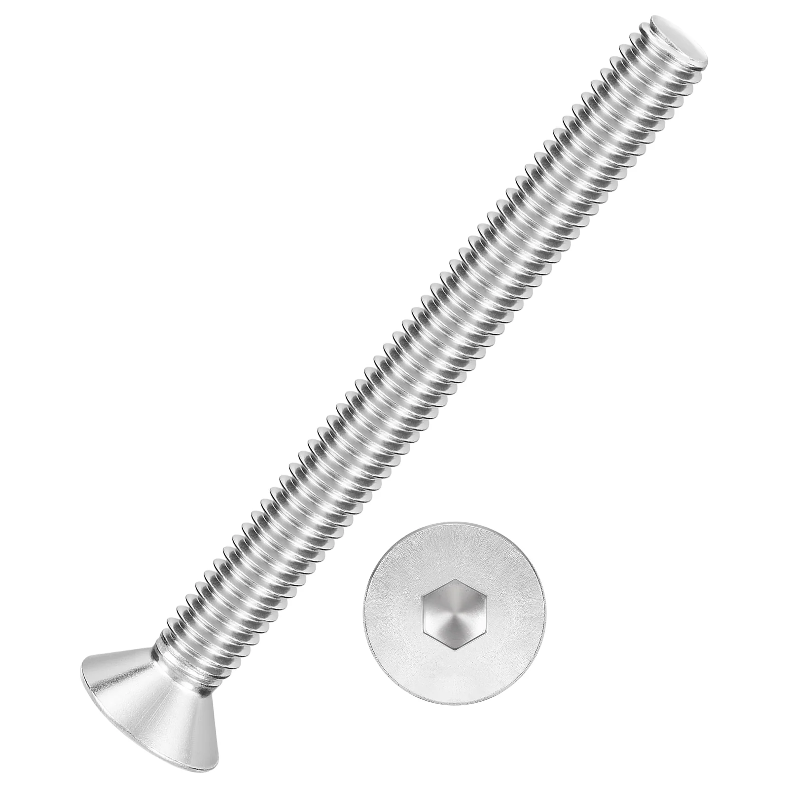 10Pcs Flat Head Socket Cap Screws - [M4 x 0.7x40mm], 304 Stainless Bolts Silver