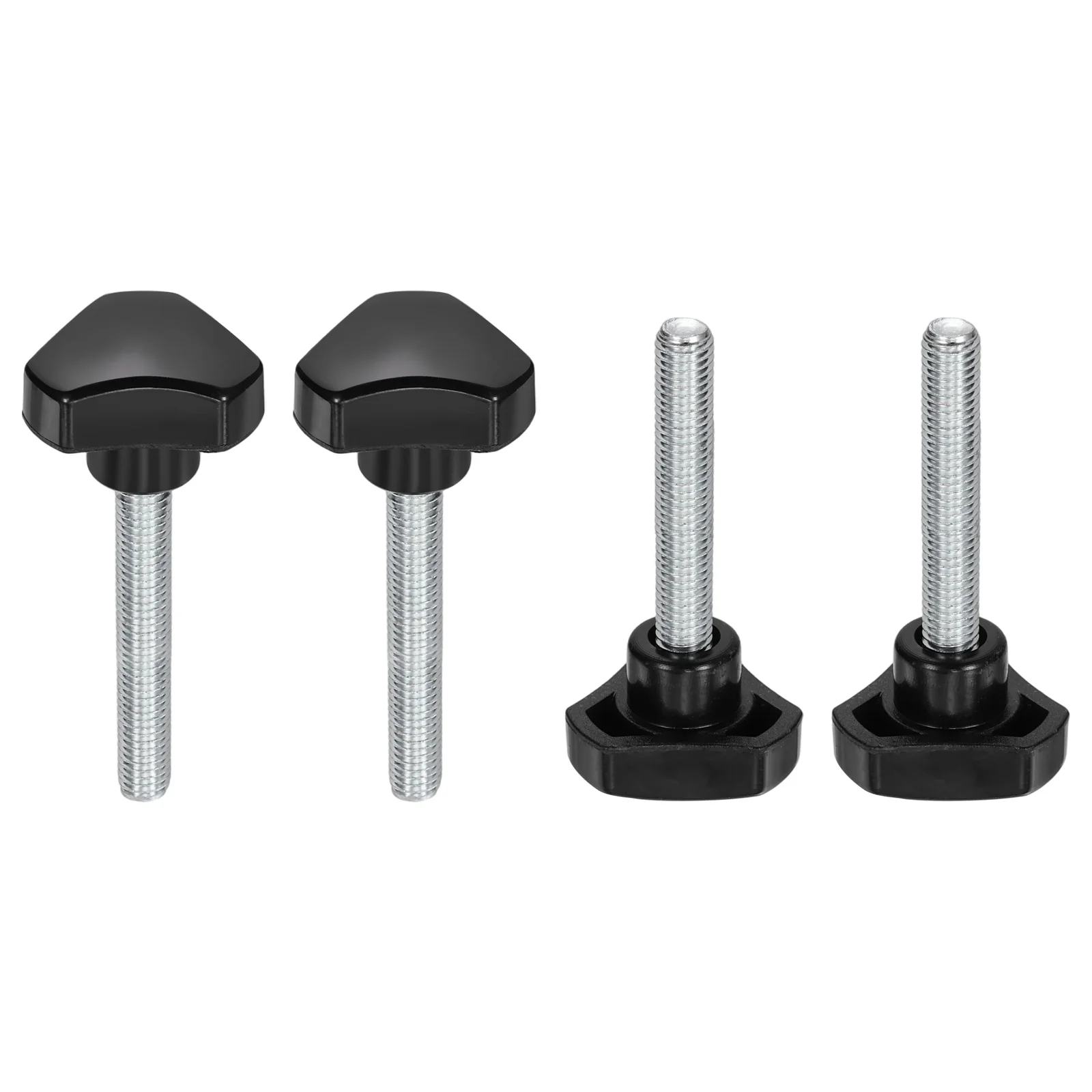 4 Pcs M8 x 45mm Male Thread Triangle Handle Knobs Hand Clamping Screws Black