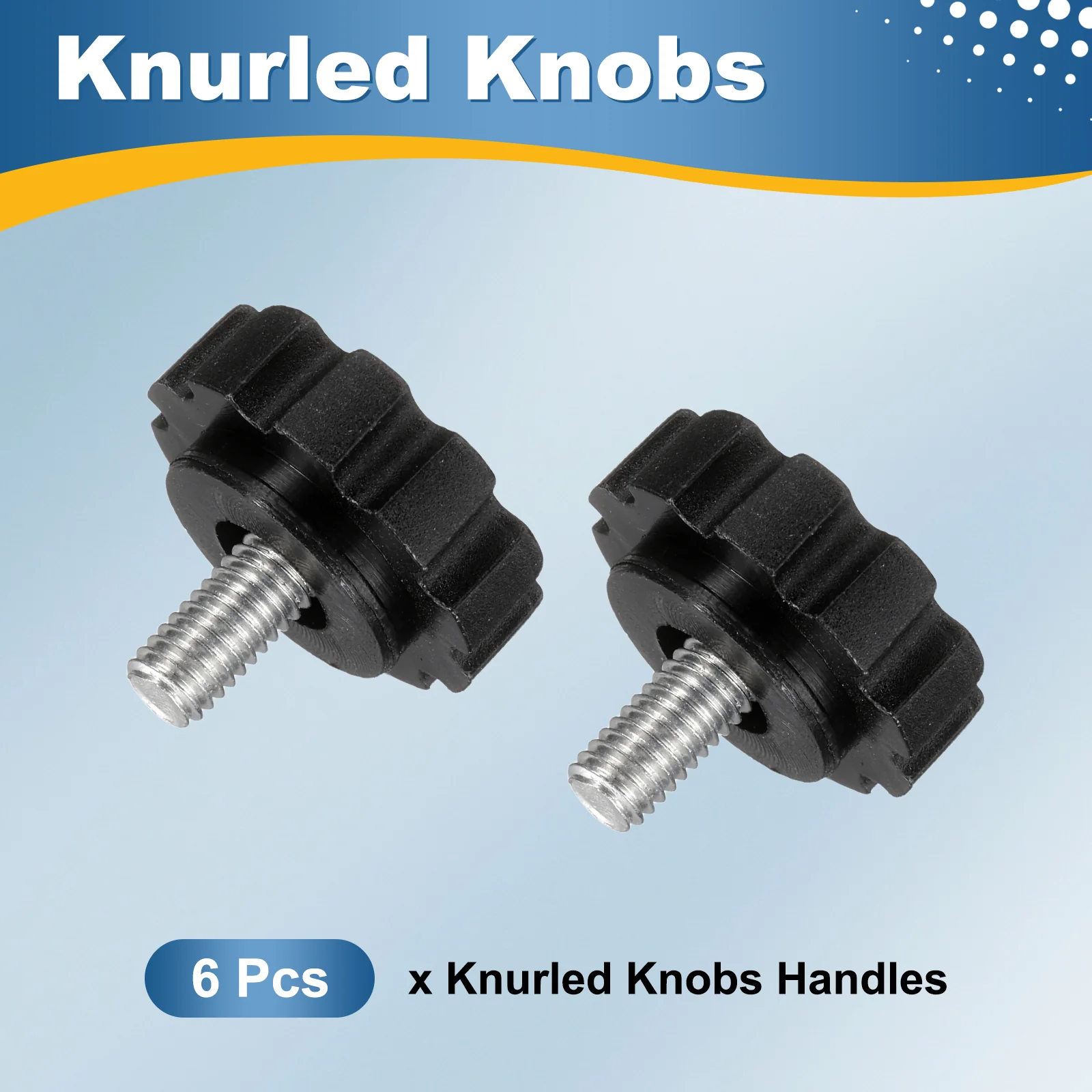 6 Pcs M5 x 10mm Male Thread Knurled Knobs Handles Hand Clamping Screws Black - Image 3