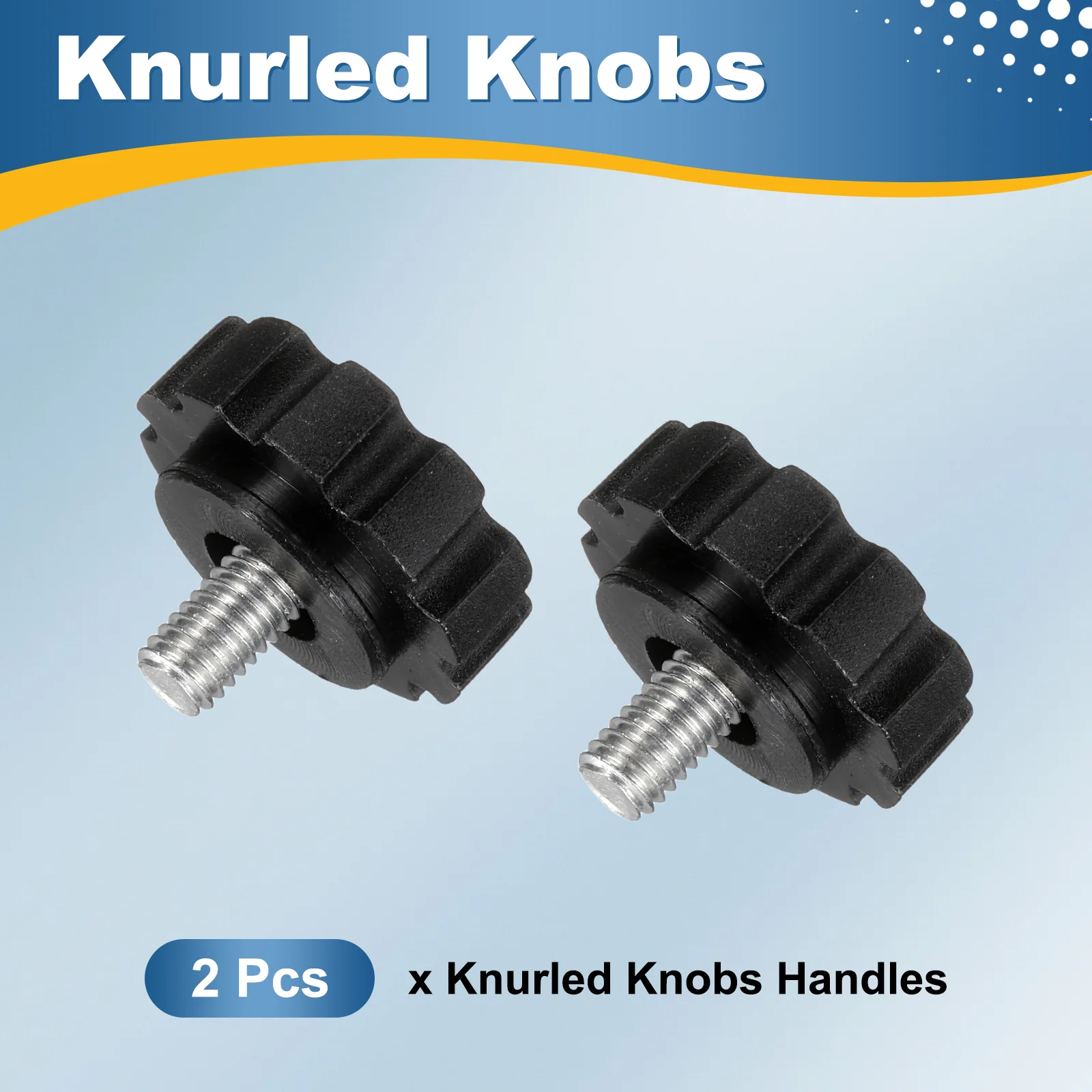 2 Pcs M5 x 8mm Male Thread Knurled Knobs Handles Hand Clamping Screws Black - Image 3