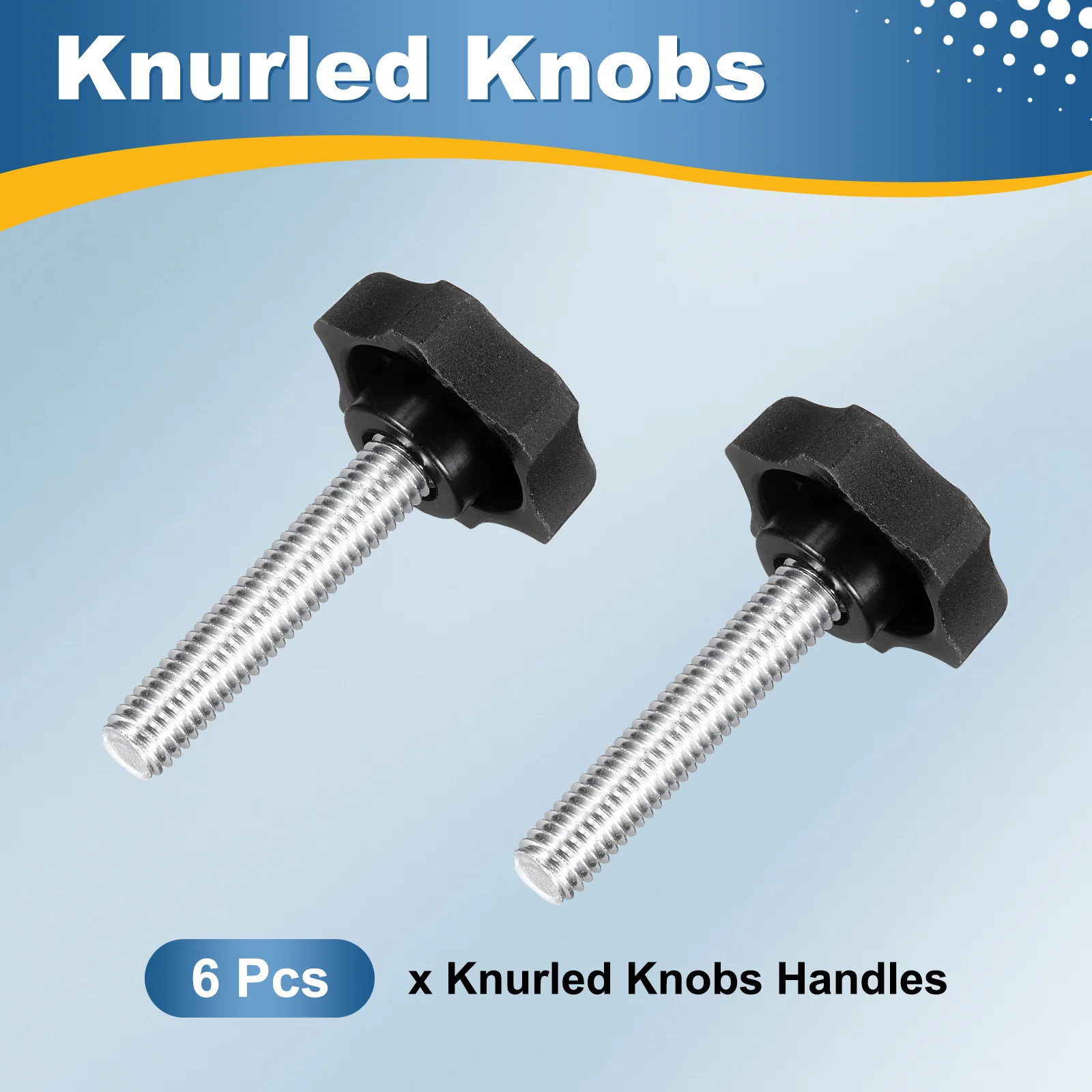 6 Pcs M8 x 40mm Male Thread Star Knobs Handles Hand Clamping Screws Black - Image 3