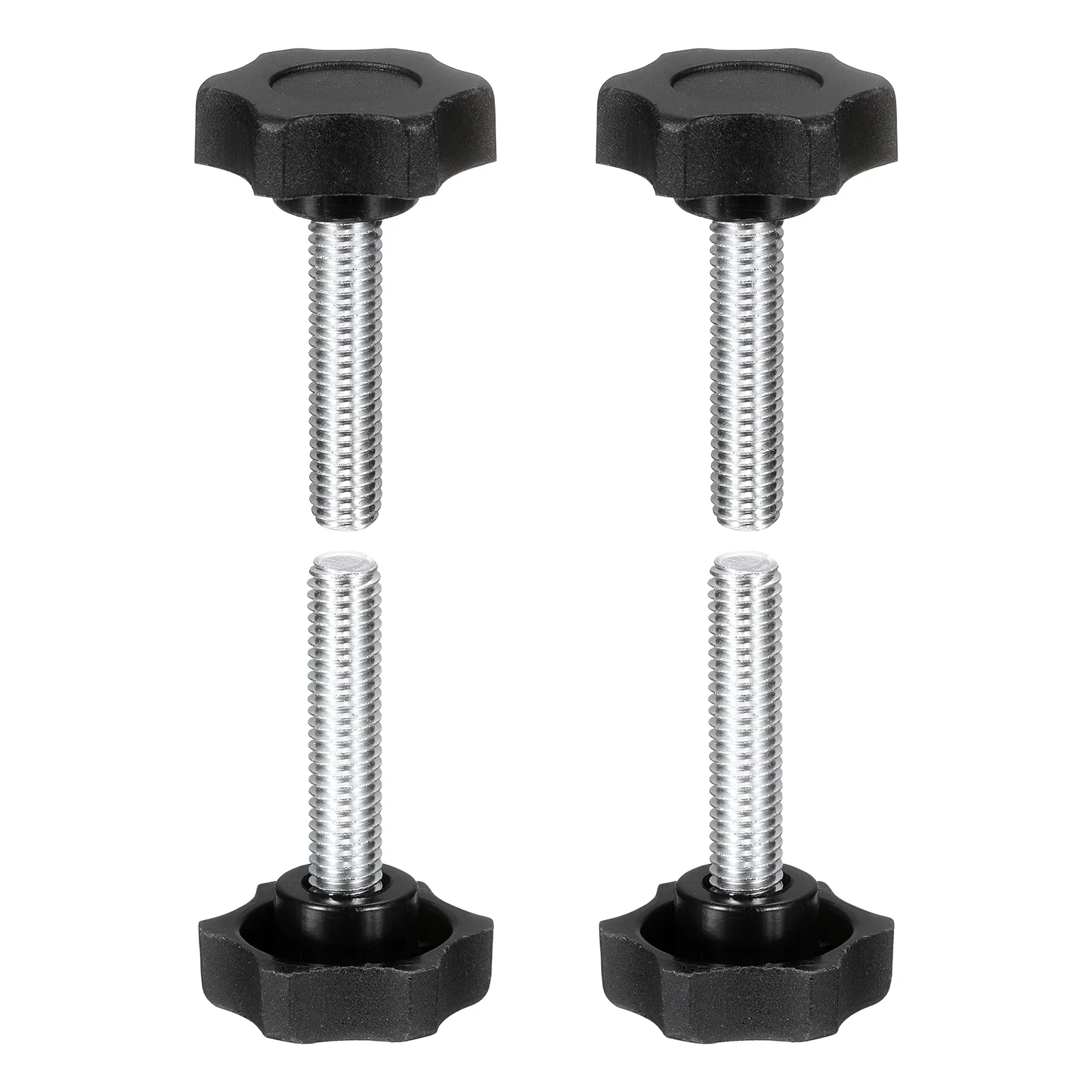 4 Pcs M8 x 35mm Male Thread Star Knobs Handles Hand Clamping Screws Black