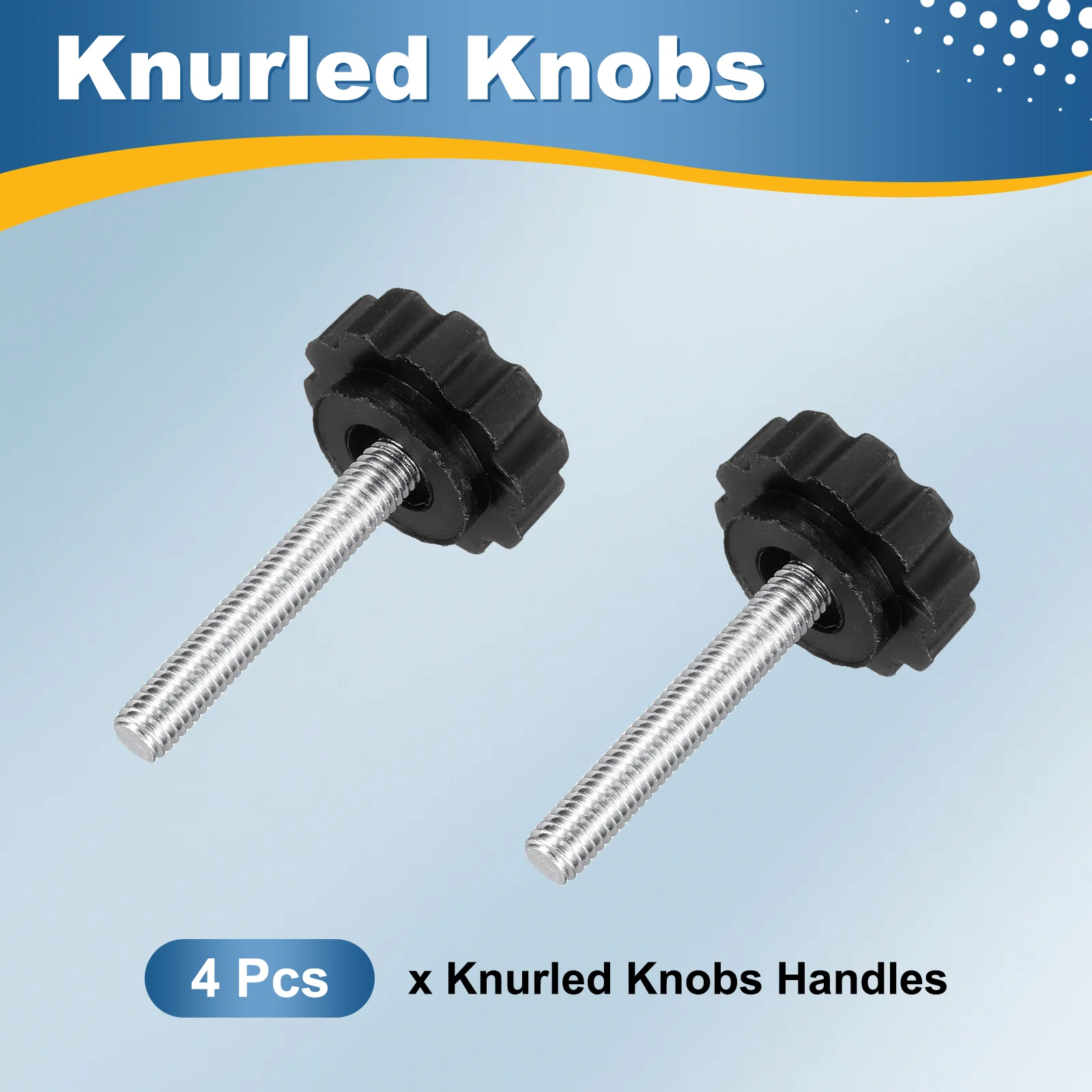 4 Pcs M5 x 30mm Male Thread Knurled Knobs Handles Hand Clamping Screws Black - Image 3