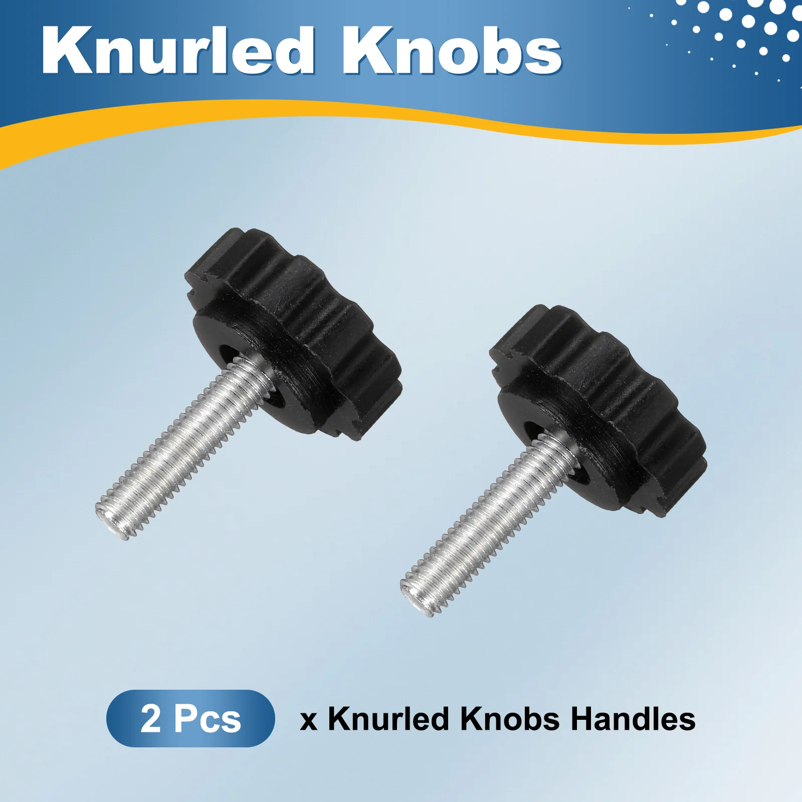 2 Pcs M5 x 20mm Male Thread Knurled Knobs Handles Hand Clamping Screws Black - Image 3