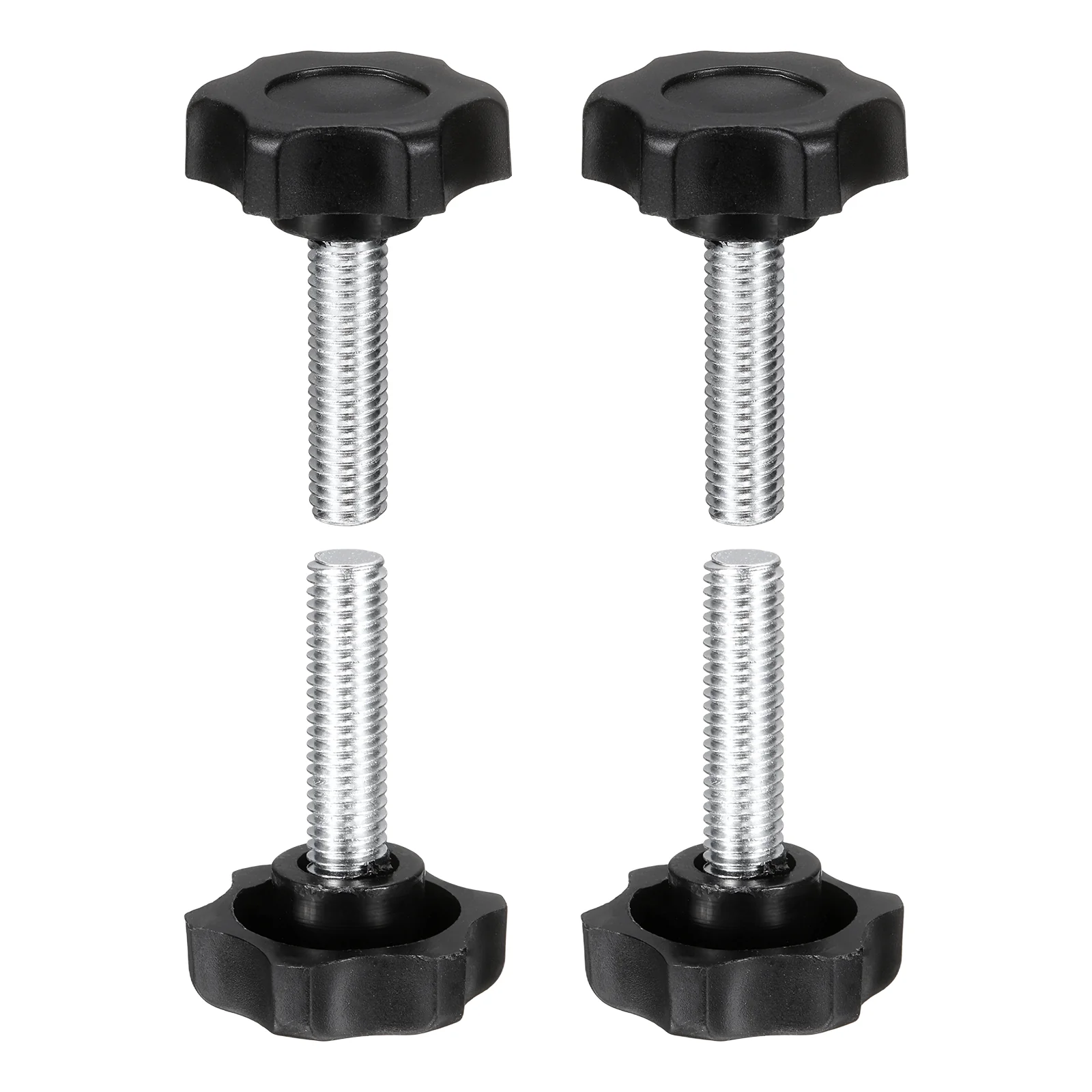 4 Pcs M8 x 30mm Male Thread Star Knobs Handles Hand Clamping Screws Black