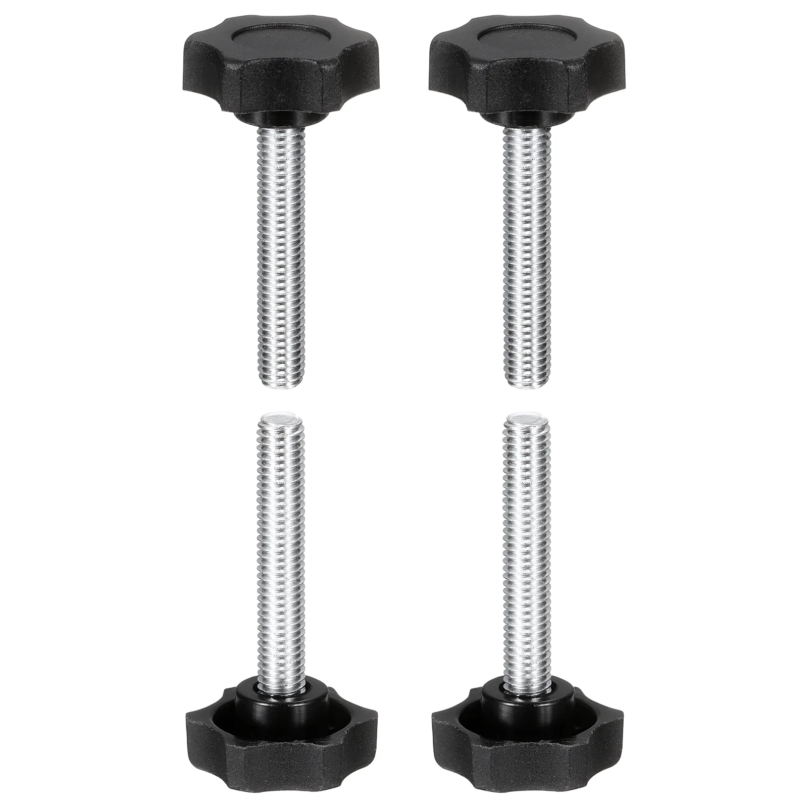 4 Pcs M8 x 45mm Male Thread Star Knobs Handles Hand Clamping Screws Black