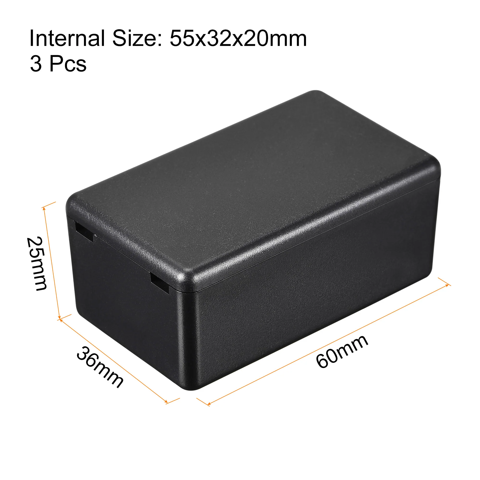 Mini Dustproof Junction Box 60x36x25mm ABS for Electrical Project Black 3 Pcs - Image 2