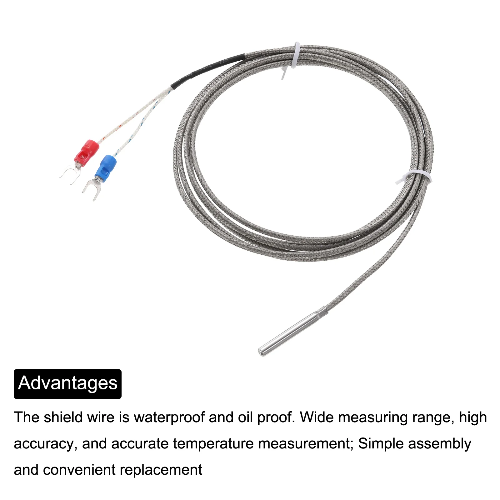 3pcs K Type Thermocouple Temperature Sensor Probe 4x30mm 6.6ft Wire 0 to 600°C(32 to 1112°F) Stainless Steel - Image 4