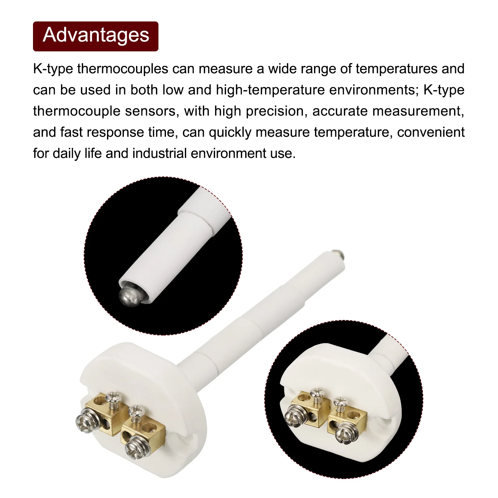 K Type Ceramic Kiln Furnace Probe Thermocouple Sensor High Temperature 3x100mm - Image 3