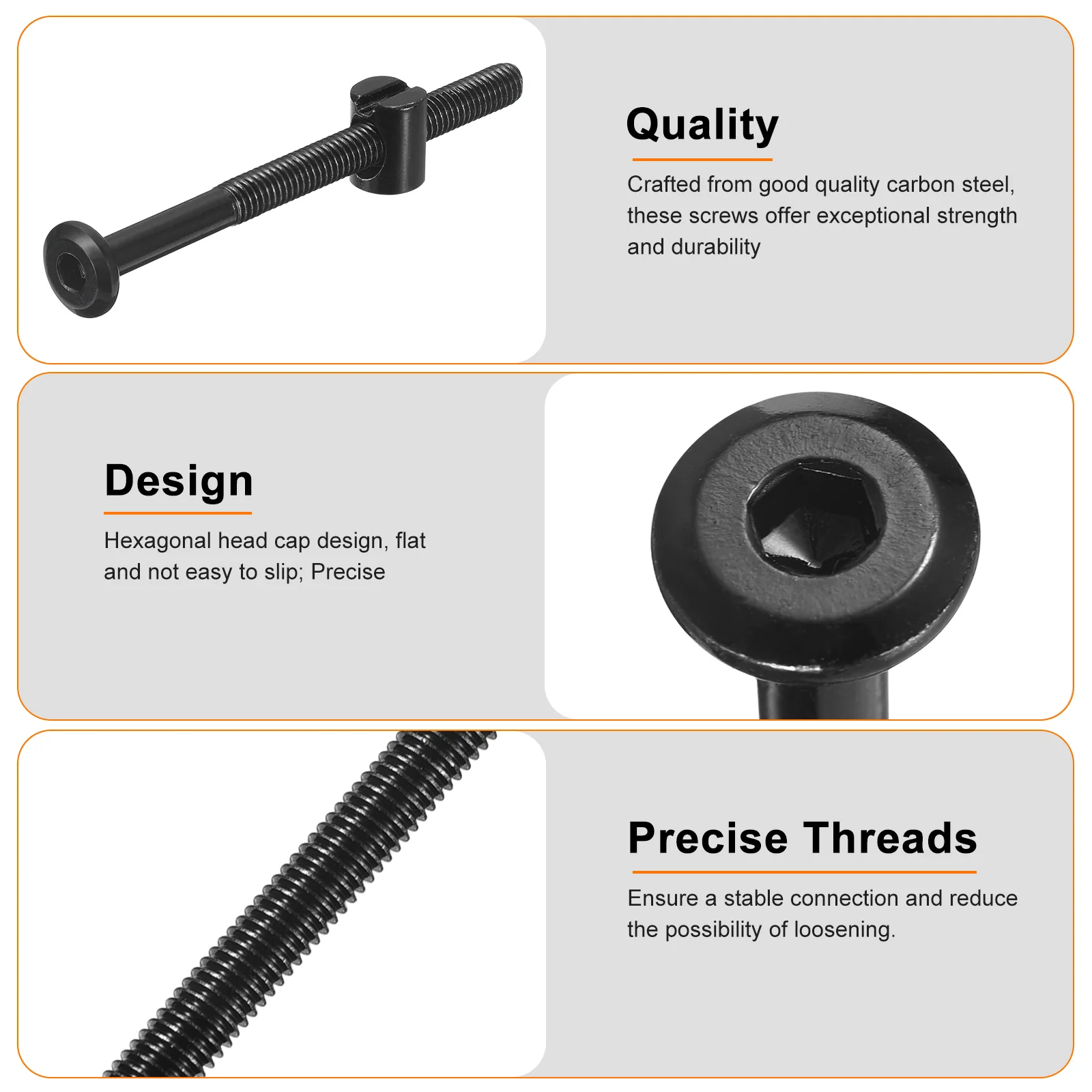 Uxcell 5Pcs Hex Socket Head Screws Bolts Barrel Nuts, M6 x 75mm Socket Bolt Barrel Nut - Image 4