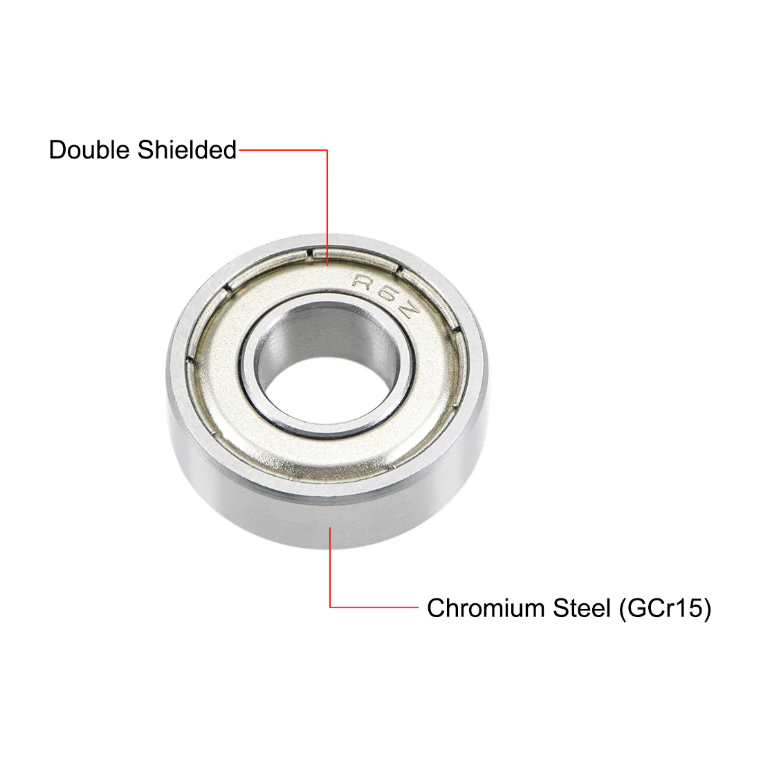Uxcell R6ZZ Deep Groove Ball Bearing 3/8x7/8x9/32" Double Shielded Chrome Steel P5 5pcs - Image 2
