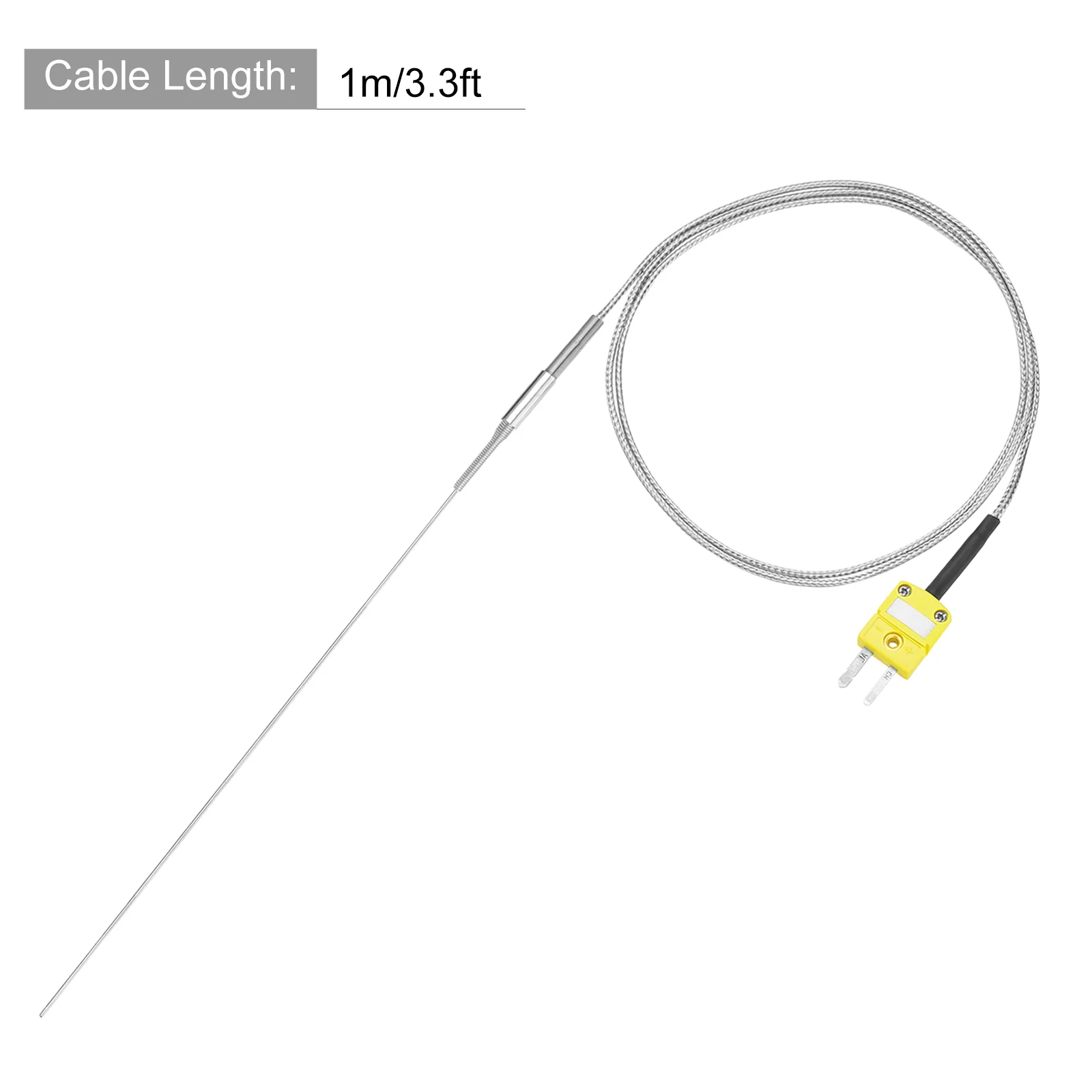 K Type Thermocouple with Plug,Temperature Sensor -50 to 1100°C 0.5x300mm 3.3ft - Image 2