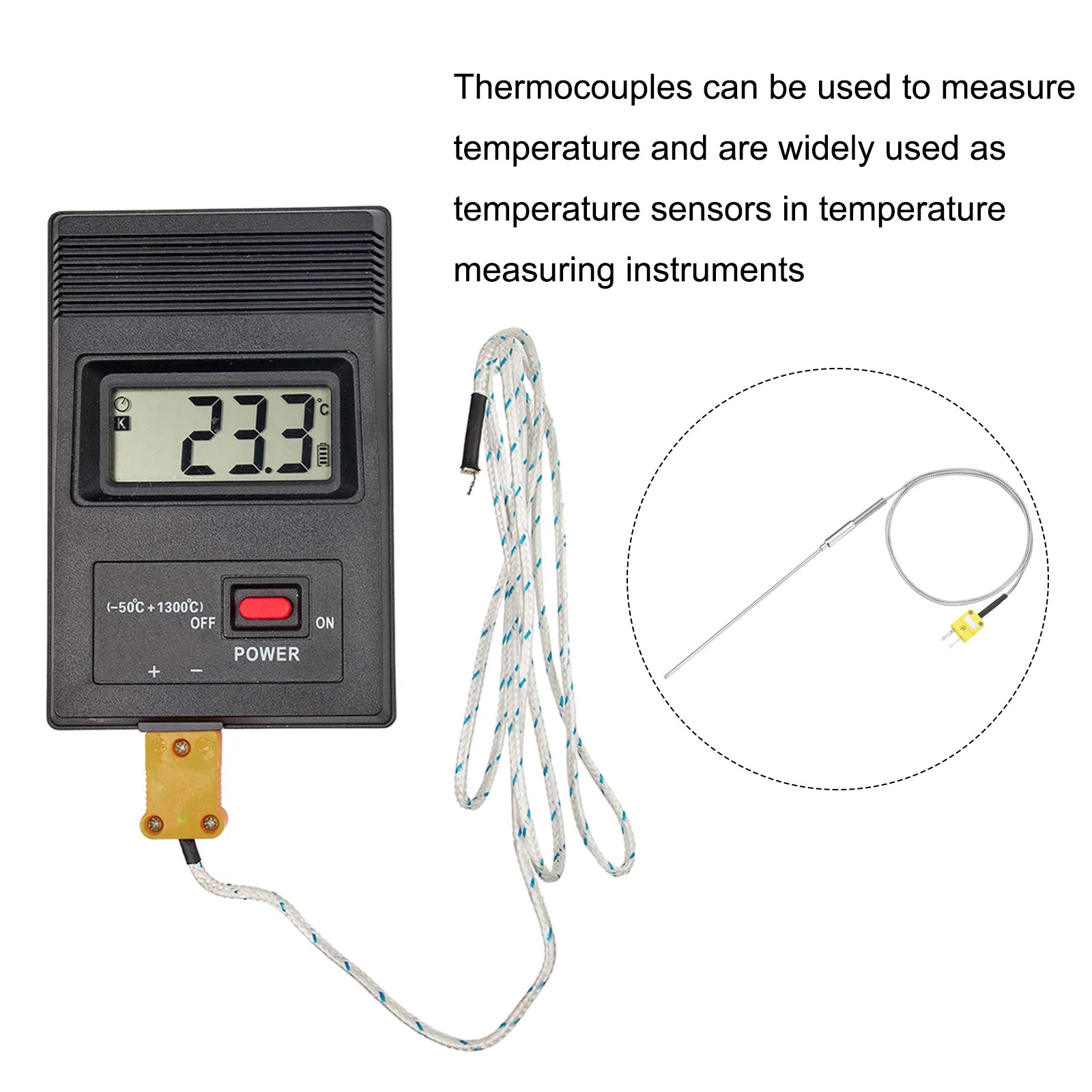 K Type Thermocouple with Plug,Temperature Sensor -50 to 1100°C 3.2x150mm 3.3ft - Image 5