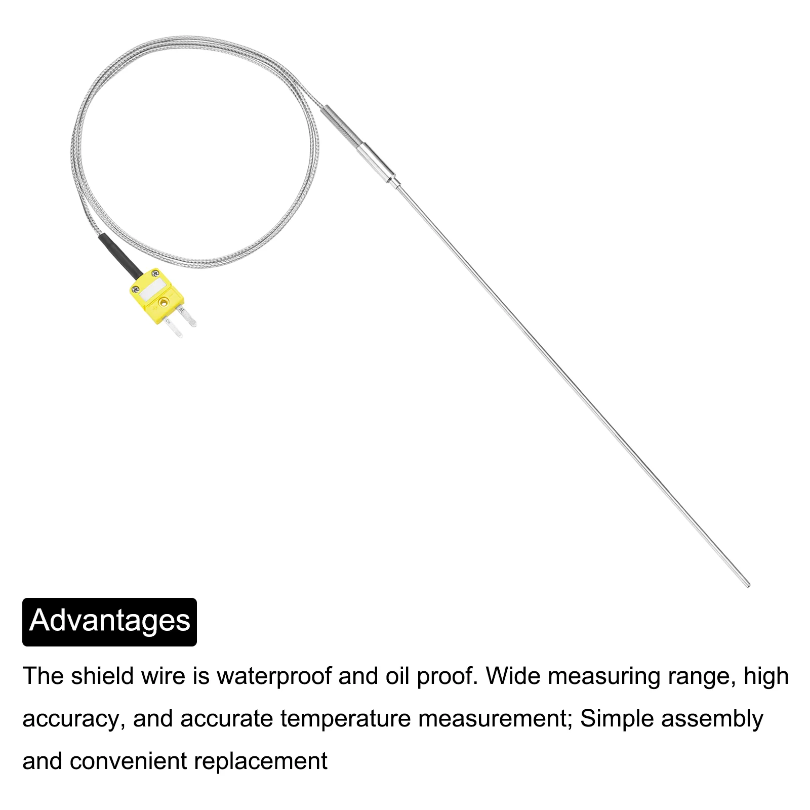K Type Thermocouple with Plug,Temperature Sensor -50 to 1100°C 1x455mm 3.3ft - Image 4