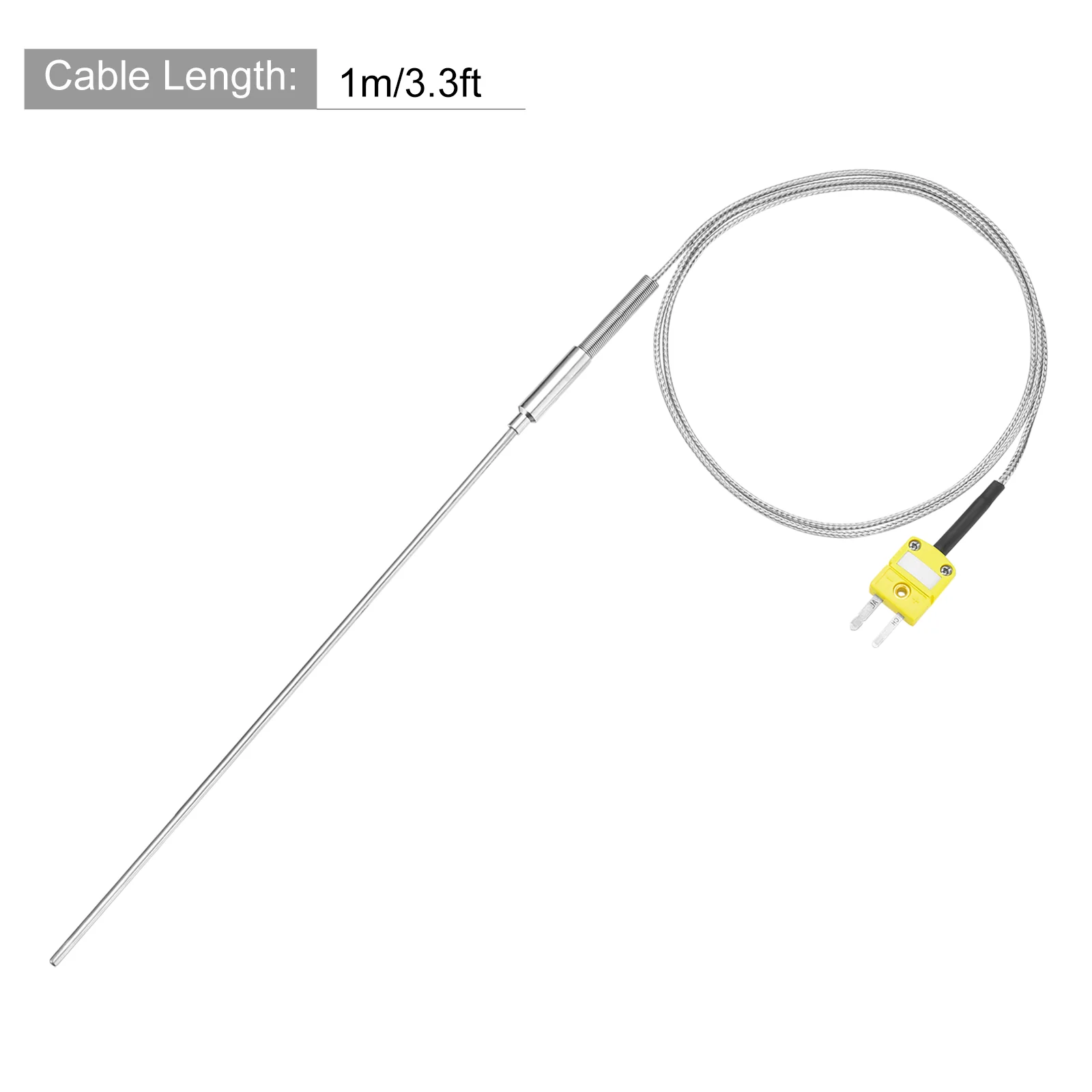 K Type Thermocouple with Plug,Temperature Sensor -50 to 1100°C 2.5x300mm 3.3ft - Image 2