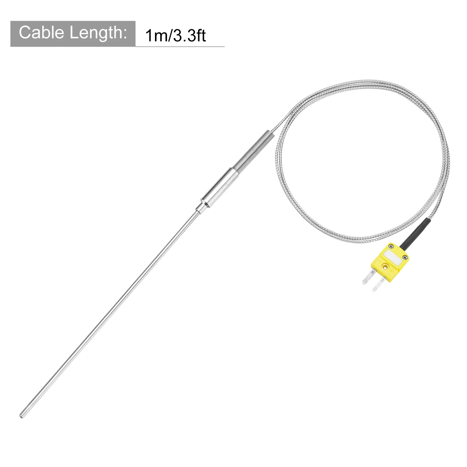 K Type Thermocouple with Plug,Temperature Sensor -50 to 1100°C 4 x150mm 3.3ft - Image 2
