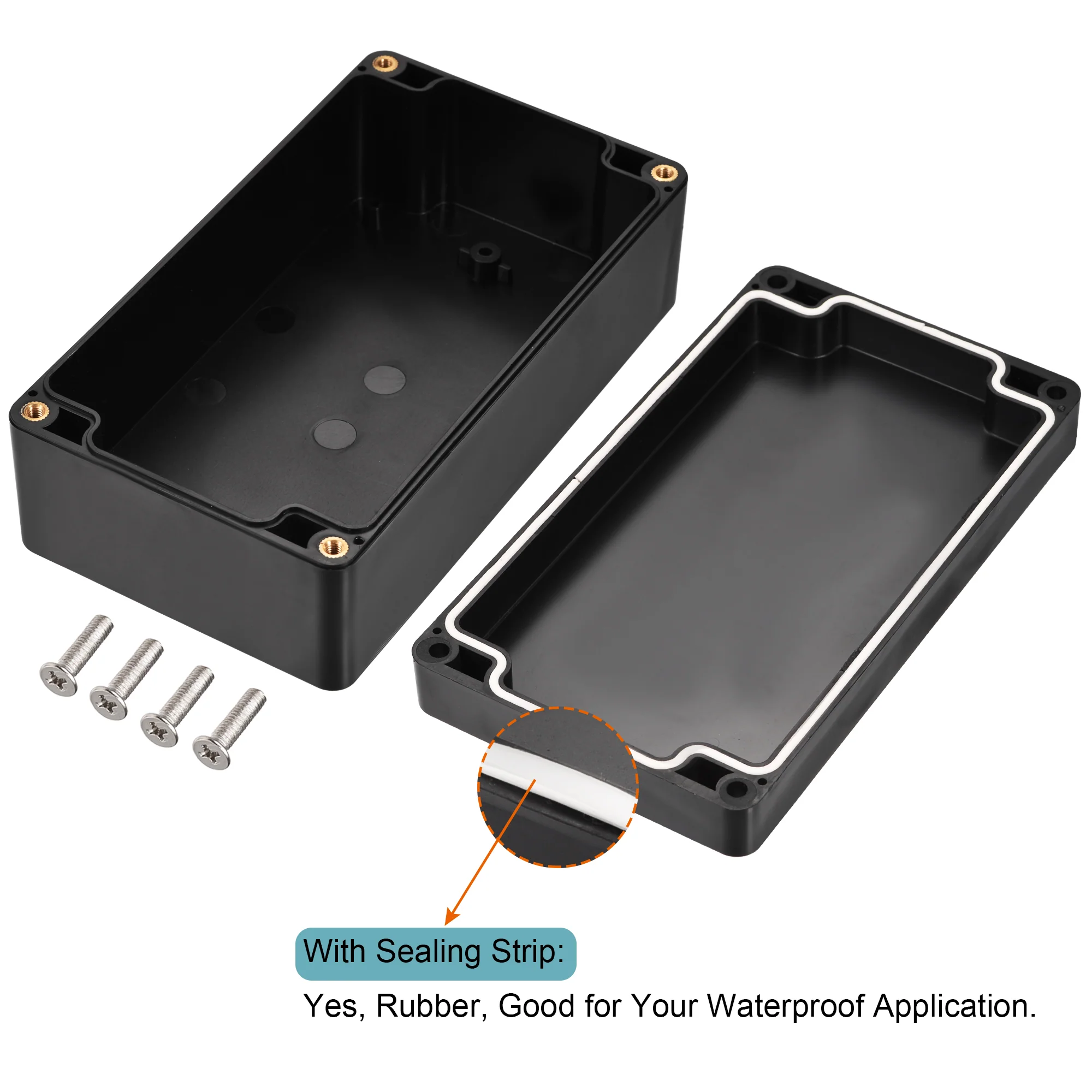 Waterproof Junction Box 158x90x60mm ABS for Electrical Project (Black,Pack of 2) - Image 2