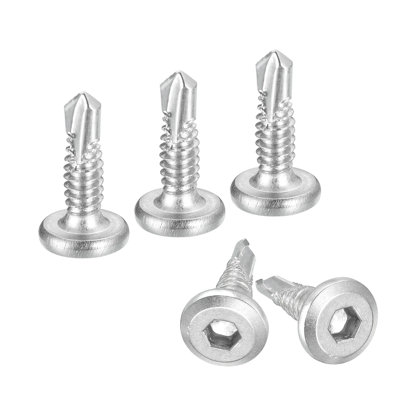 Uxcell 150Pcs Hex Socket Self Tapping Screws, #12 x 3/4" Drilling Screw, Silver