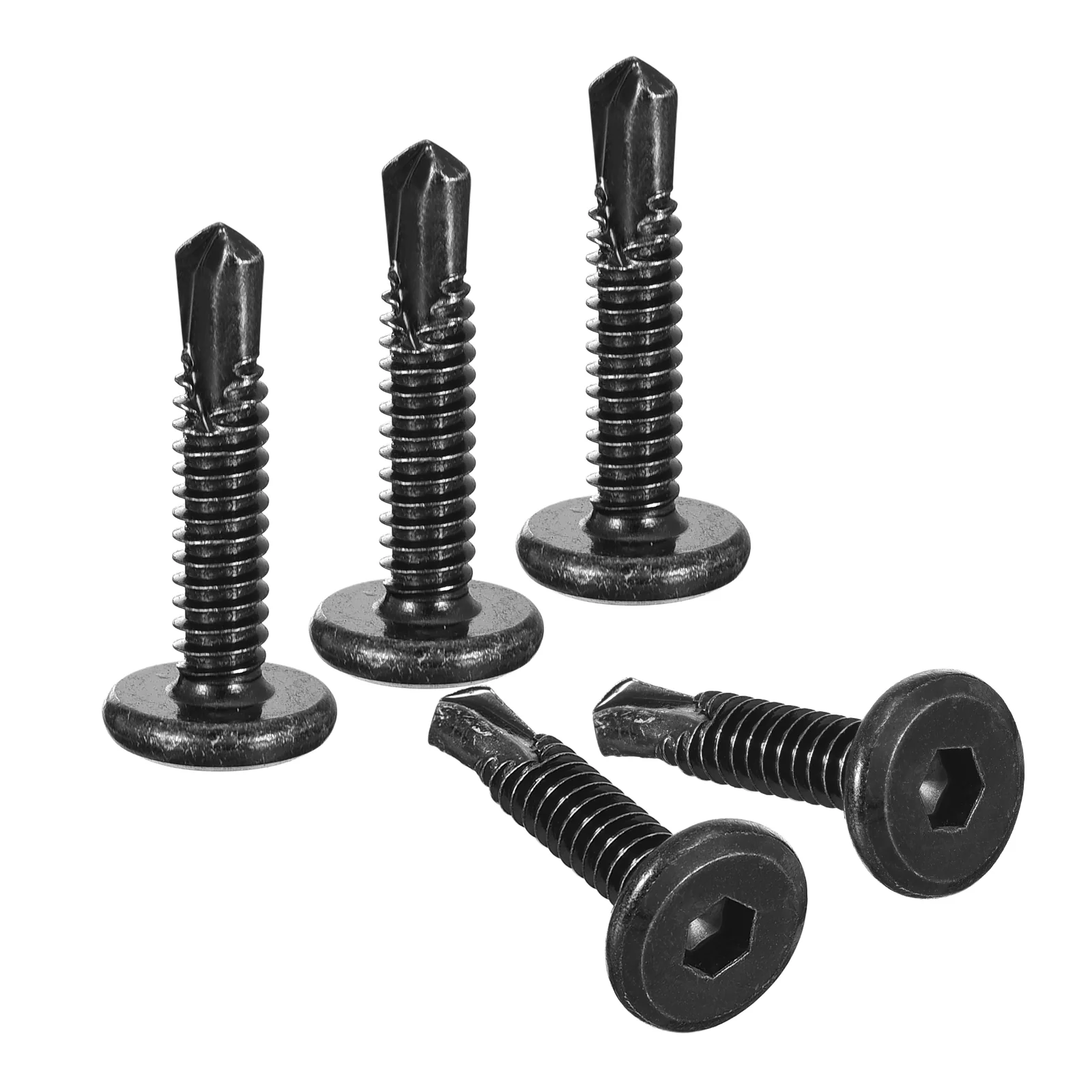 Uxcell 150Pcs Hex Socket Self Tapping Screws, #12 x 1" Drilling Screw, Black
