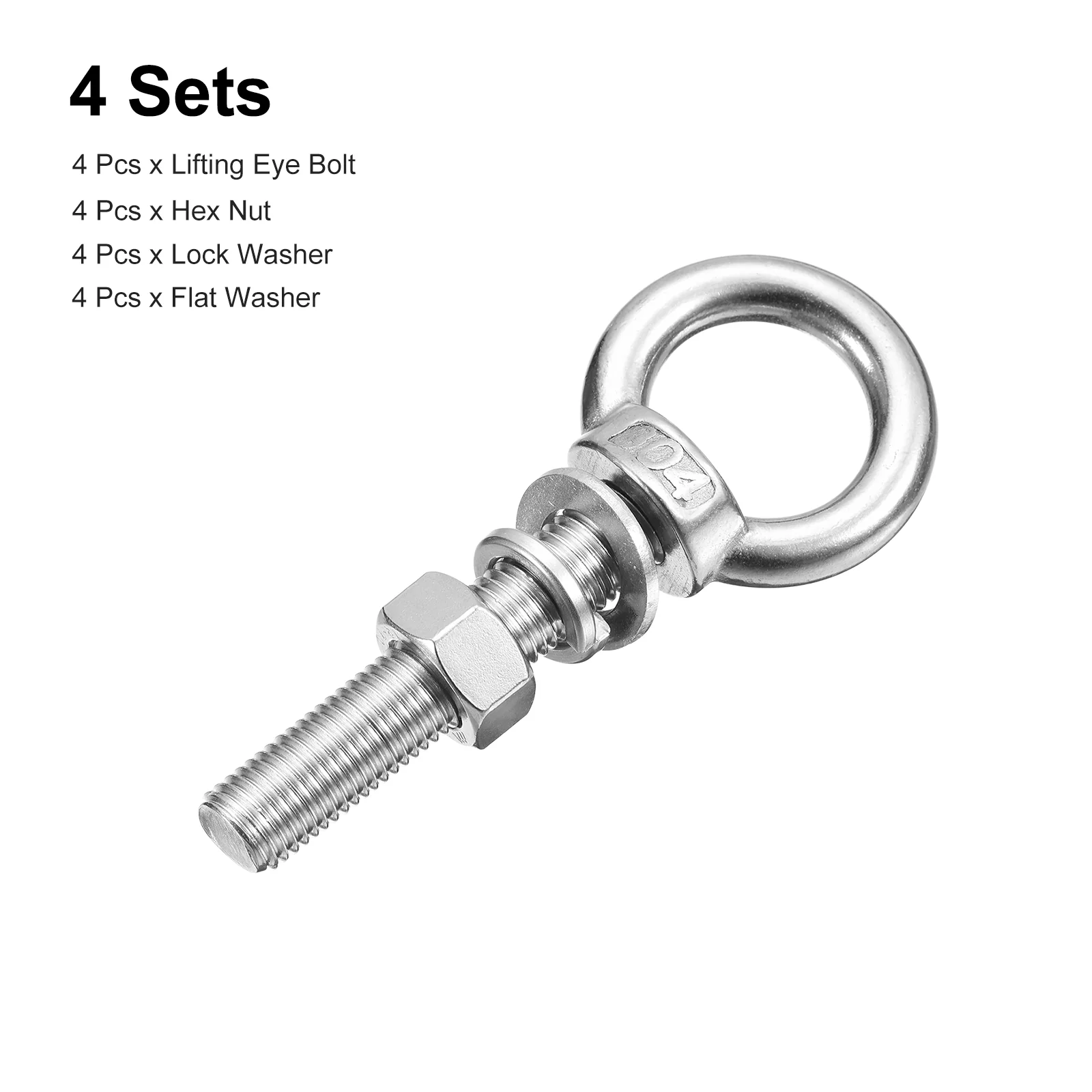Uxcell Lifting Eye Bolt, 4 Sets M14 x 80mm Eye Bolt with Nut Washer - Image 3