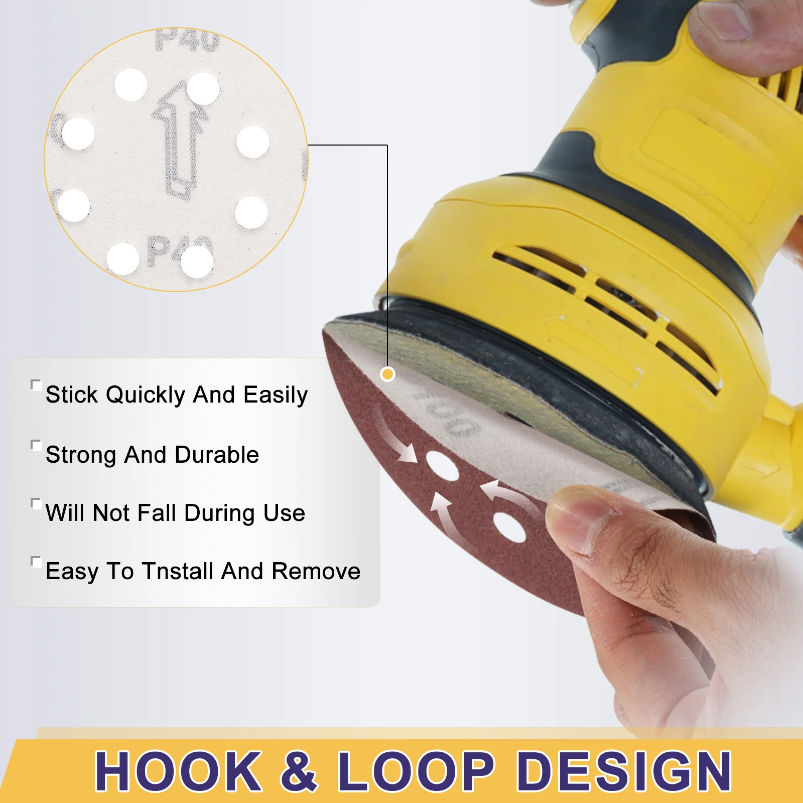 150pcs 5" Hook and Loop Sanding Discs 1200 Grit 8-Hole Sandpaper for Sander, Red - Image 4