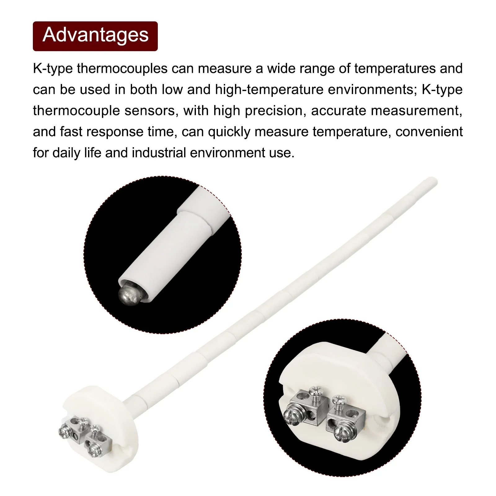 K Type Ceramic Kiln Furnace Probe Thermocouple Sensor High Temperature 3.2x300mm - Image 3