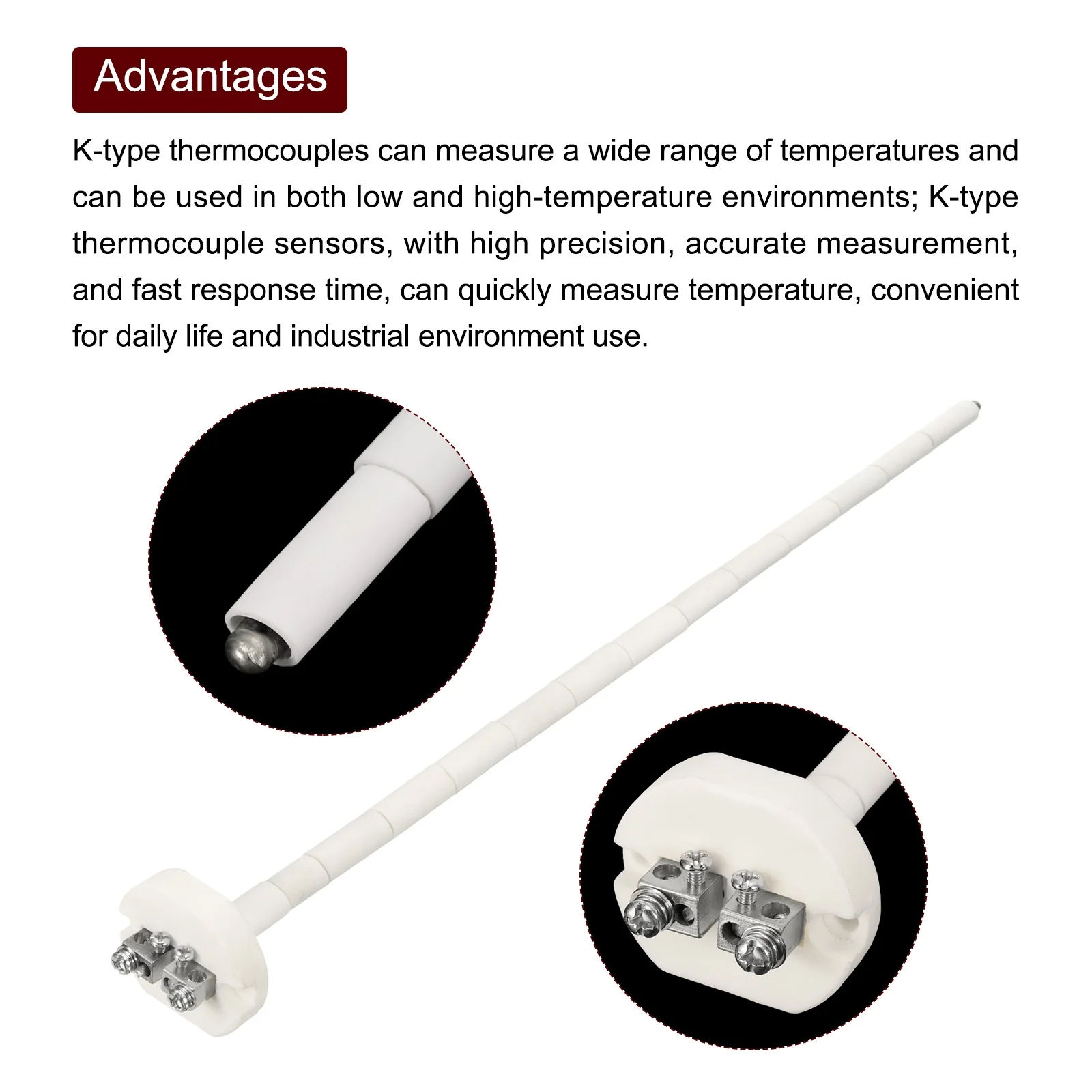 K Type Ceramic Kiln Furnace Probe Thermocouple Sensor High Temperature 3.2x350mm - Image 3