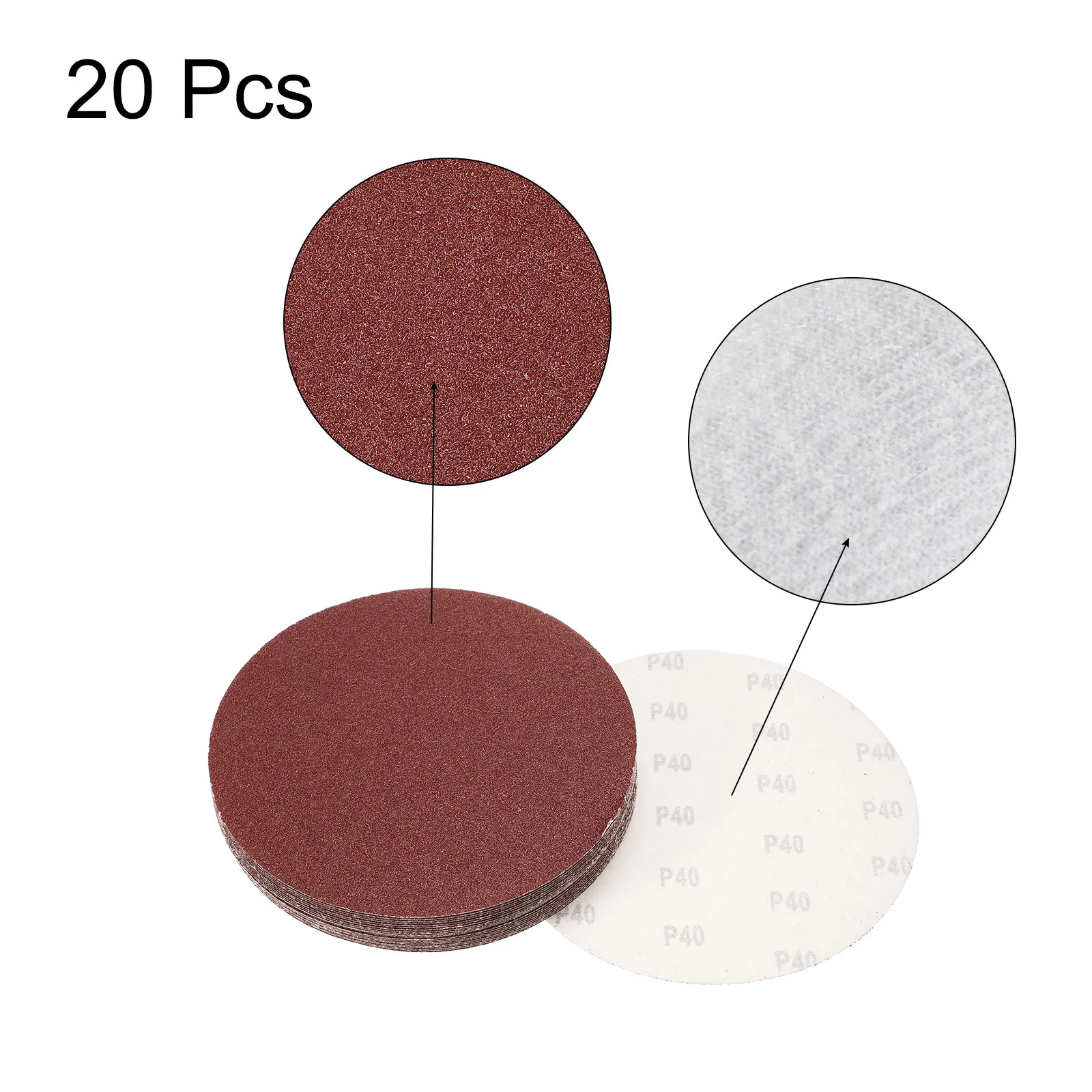 Uxcell 8-inch Hook and Loop Sanding Discs, 40-Grits Sandpaper 20pcs - Image 3