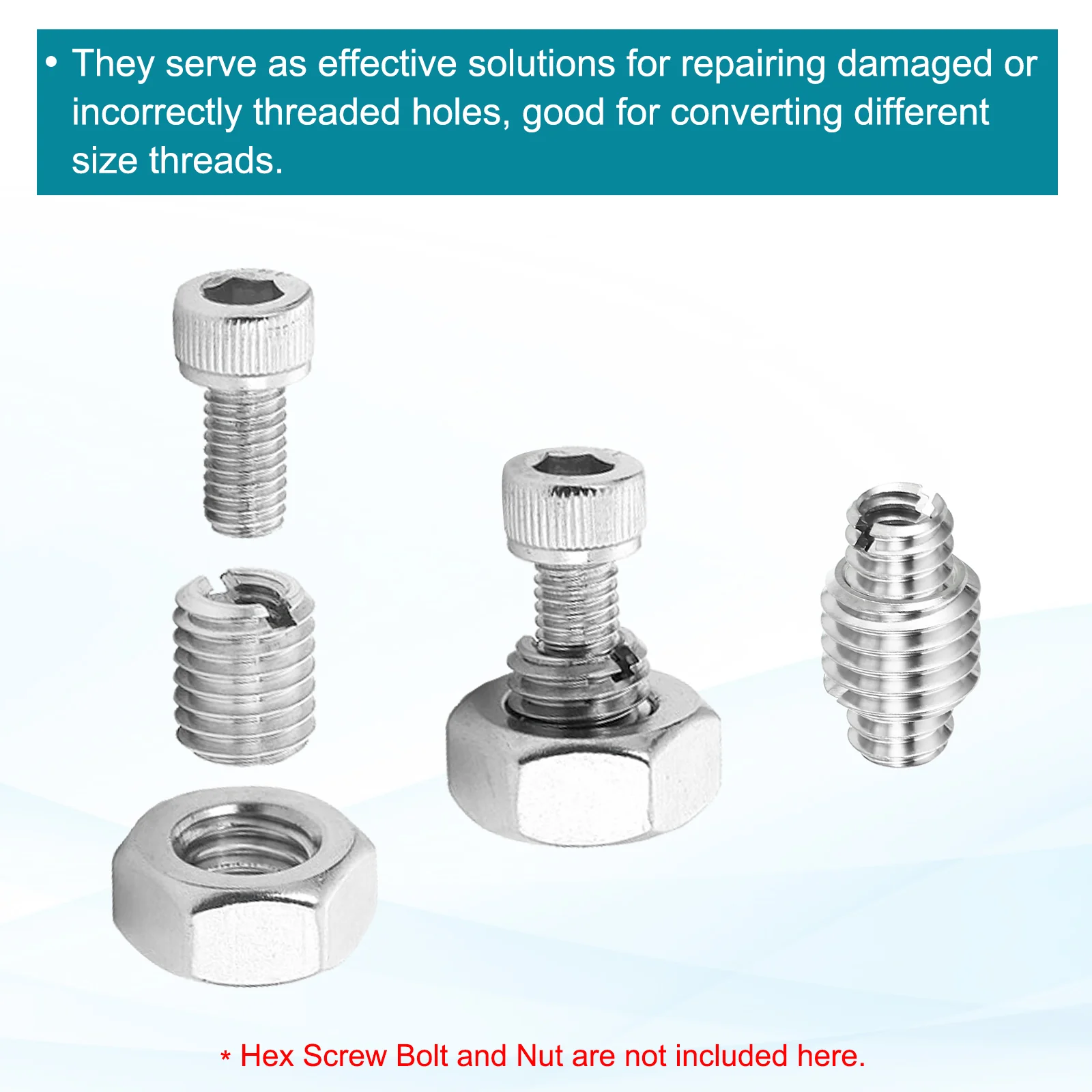 Thread Adapters Sleeve Reducing Nut, 12Pcs M10x1.5 Male to M8x1.25 Female, 10mm - Image 4