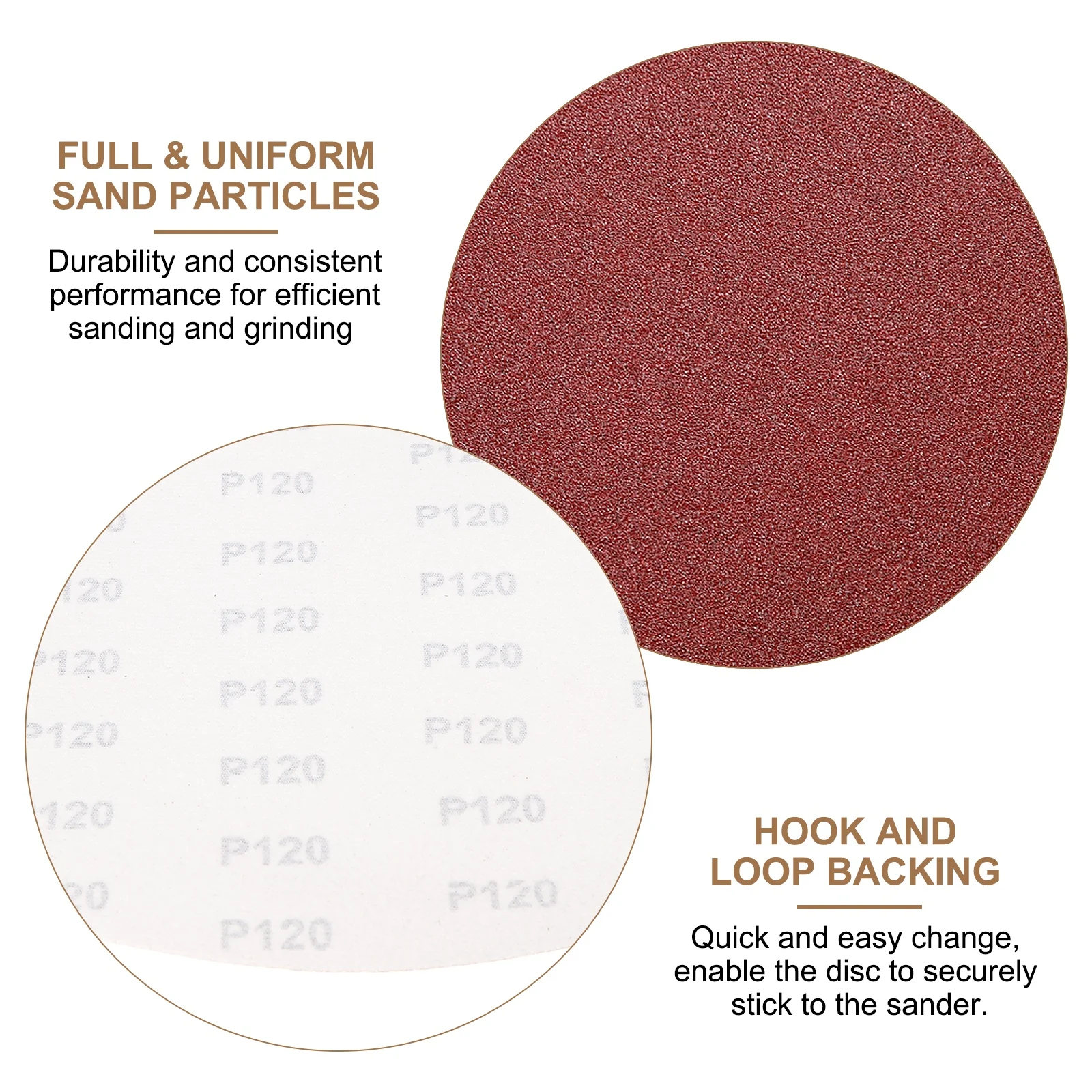 Uxcell 10pcs 12" Hook and Loop Sanding Discs 120 Grits Aluminum Oxide Sandpapers - Image 5