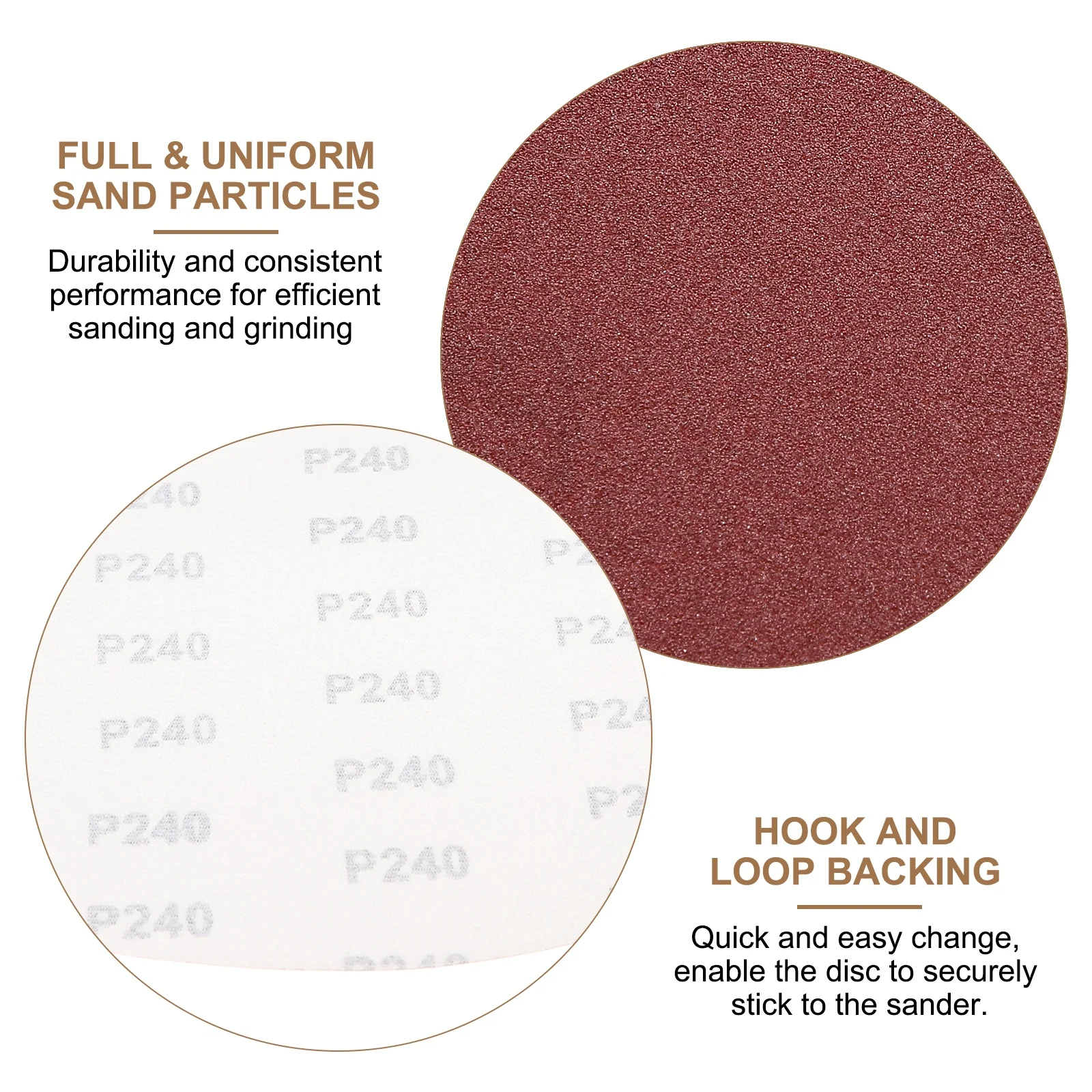 Uxcell 5pcs 12" Hook and Loop Sanding Discs 240 Grits Aluminum Oxide Sandpapers - Image 5