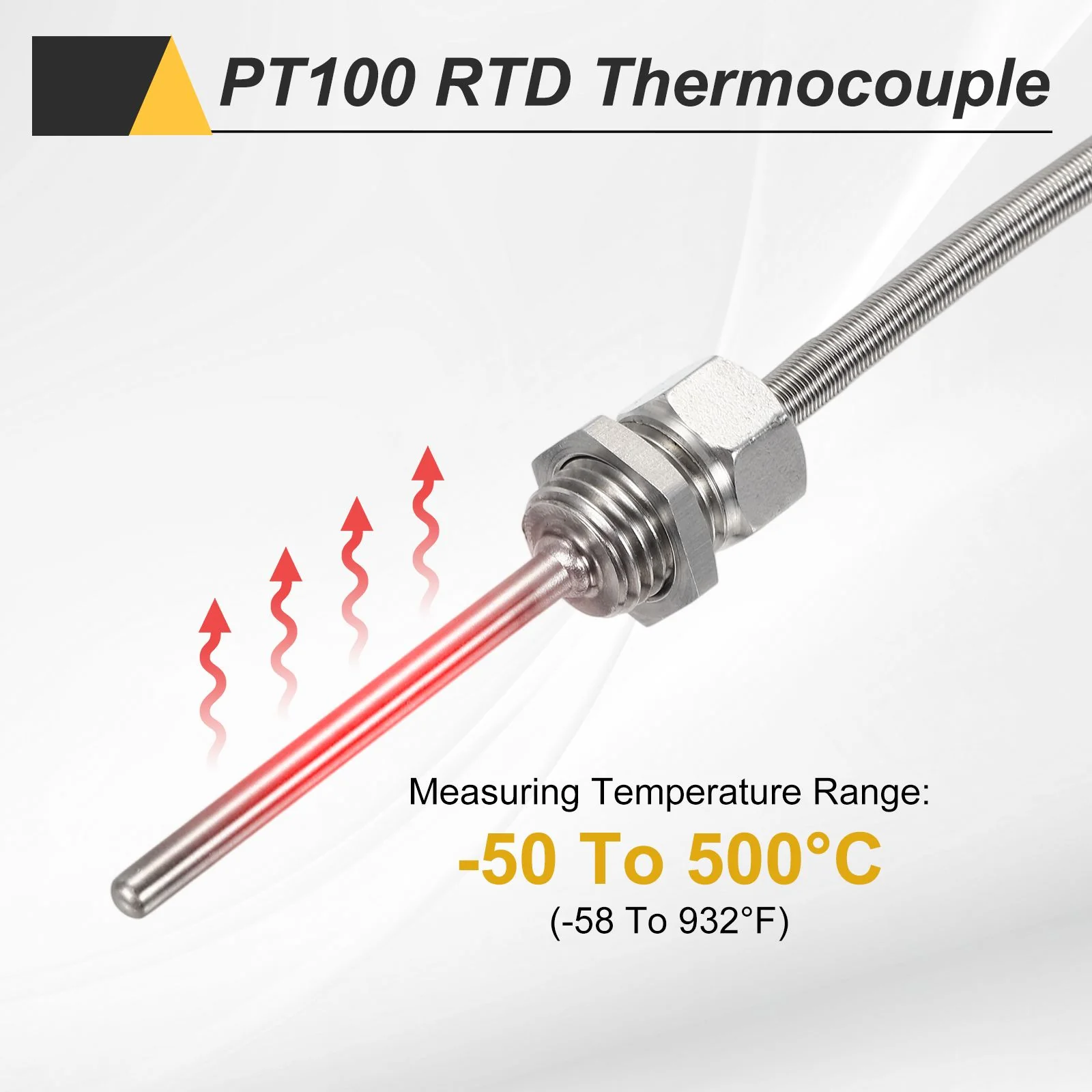 PT100 RTD Thermocouple Stainless Steel NPT1/2 -50 to 500C 6.6ft 6x100mm - Image 4