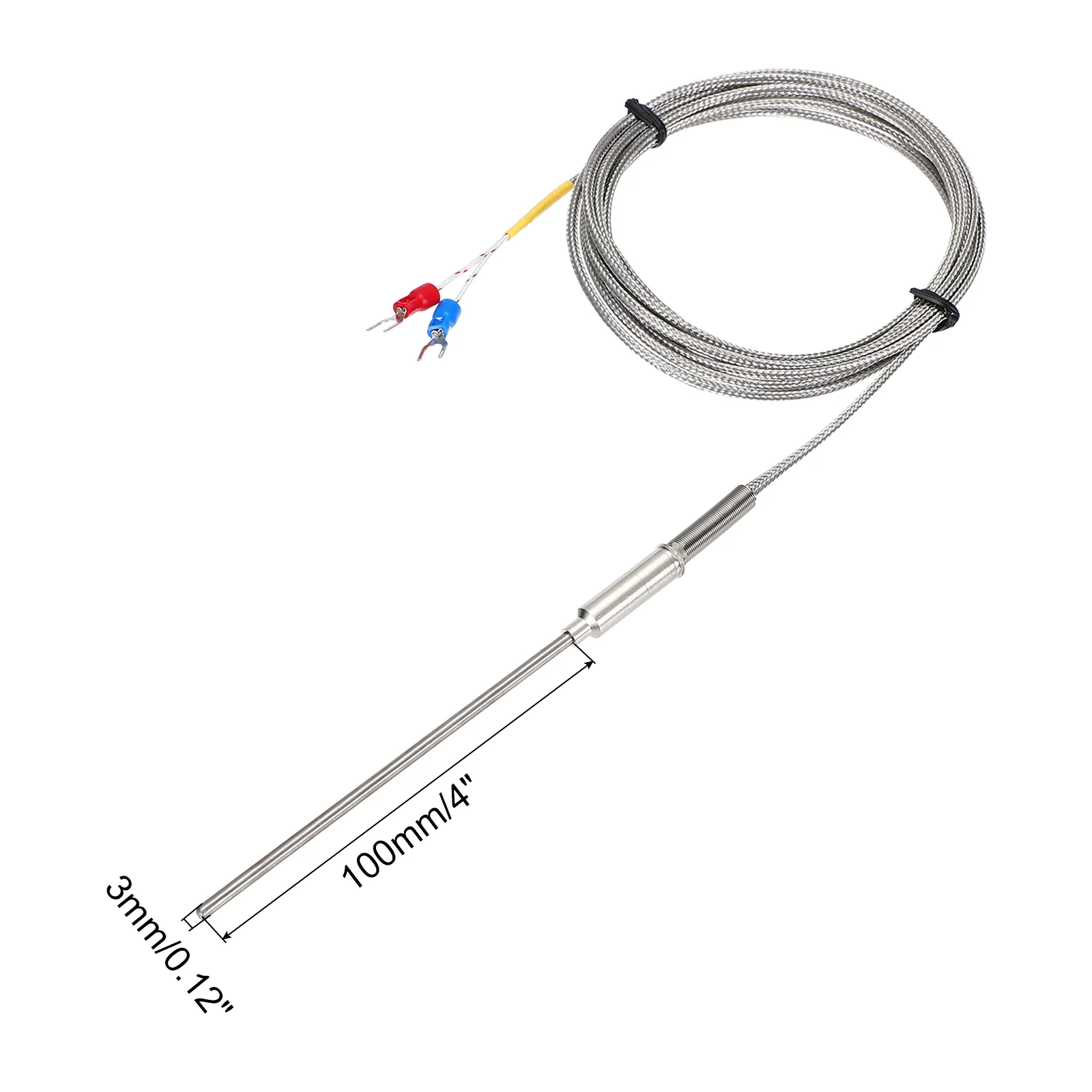 E Type Thermocouple Temperature Sensor Probe 3x100mm 9.8ft Wire 0-800°C - Image 2