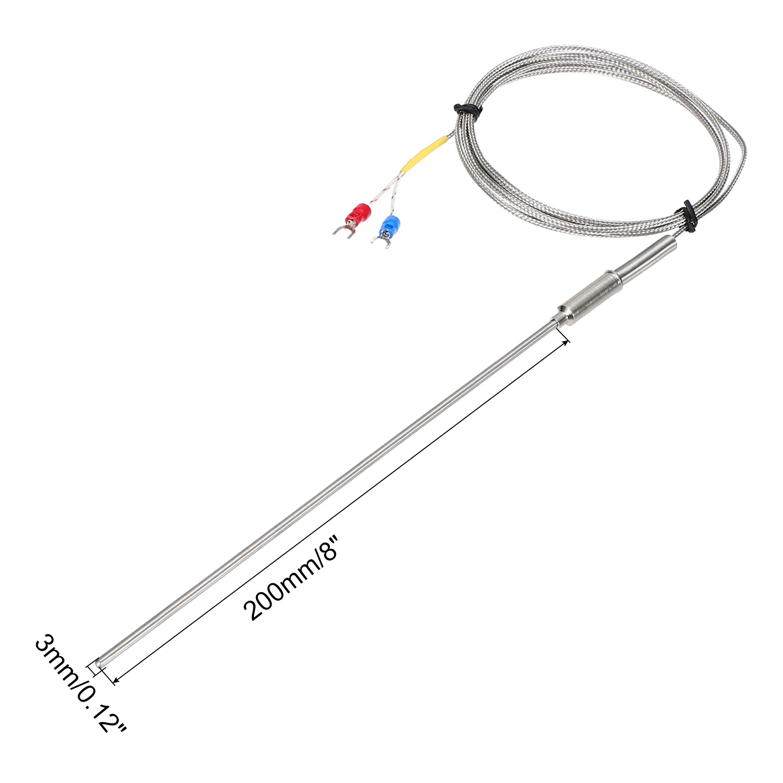 K Type Thermocouple Temperature Sensor Probe 3x200mm 4.9ft Wire 0-1100°C - Image 2