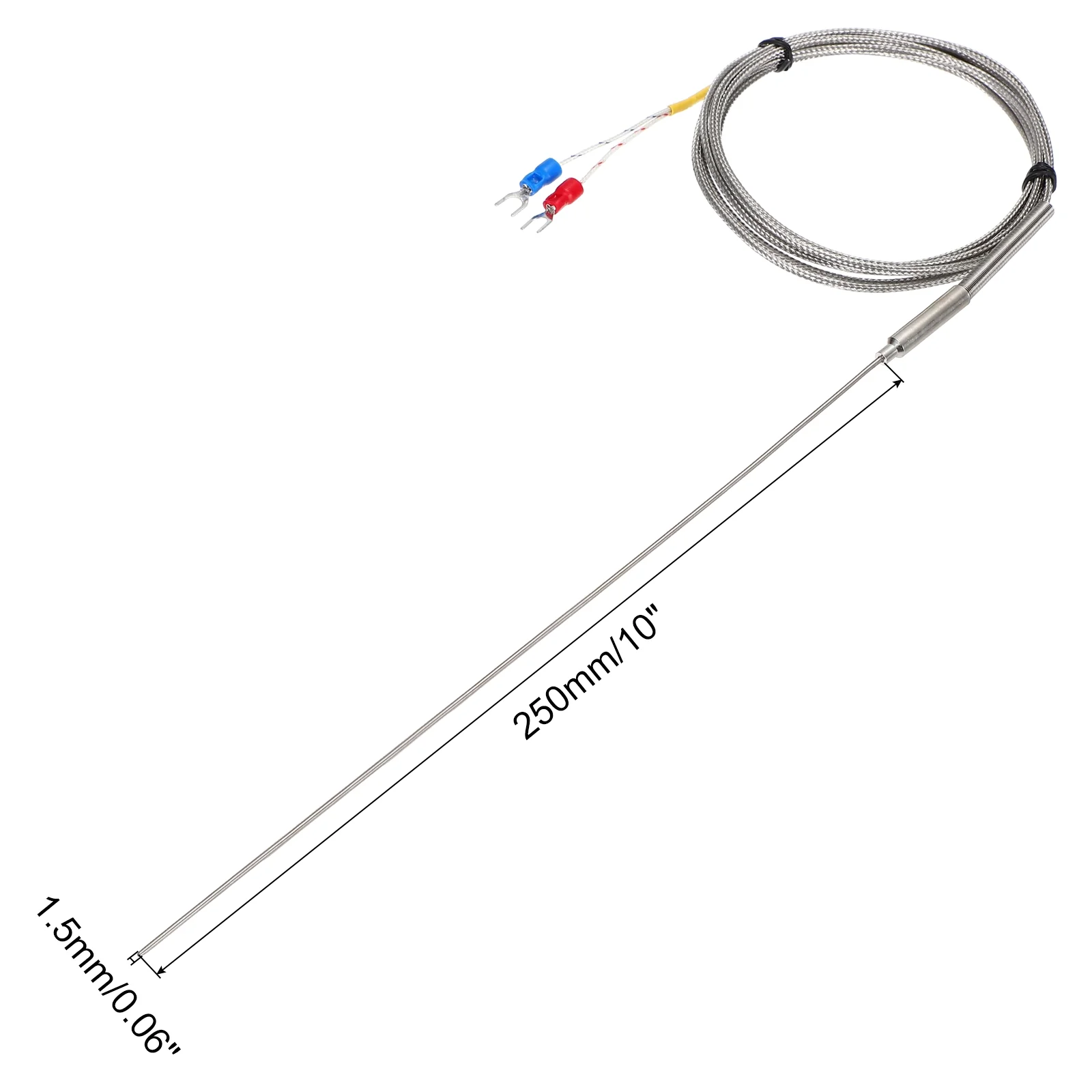 K Type Thermocouple Temperature Sensor Probe 1.5x250mm 6.6ft Wire 0-1100°C - Image 2