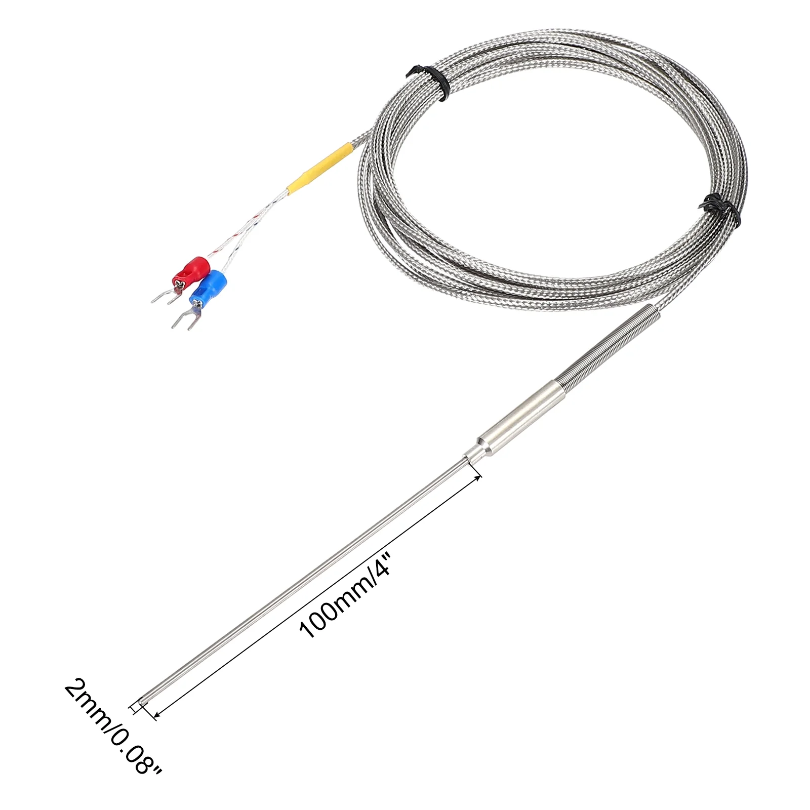K Type Thermocouple Temperature Sensor Probe 2x100mm 9.8ft Wire 0-1100°C - Image 2