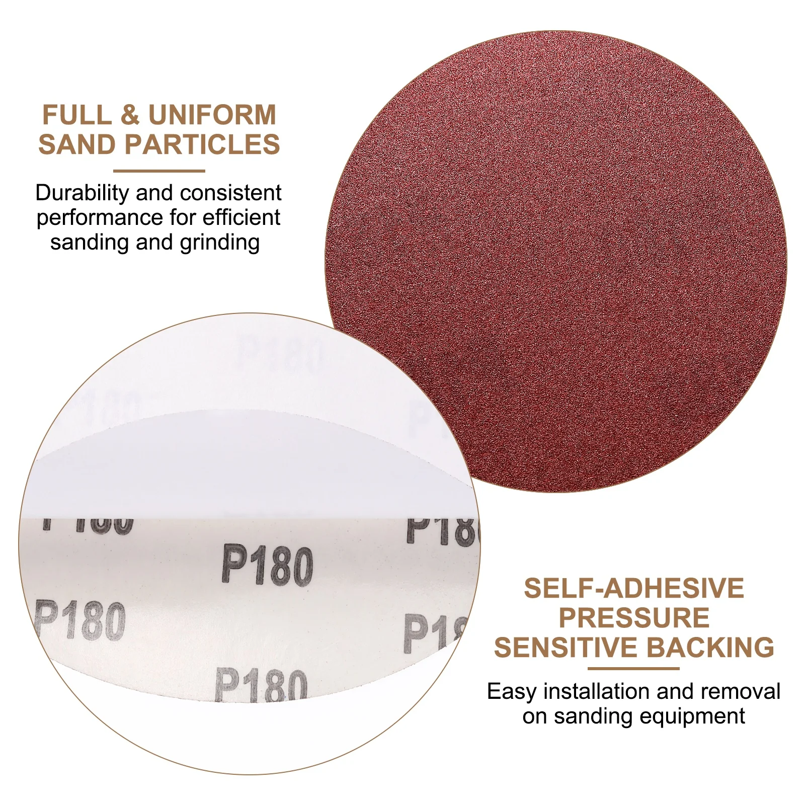 Uxcell 15pcs 8" PSA Sanding Discs 180 Grits Aluminum Oxide Sandpapers Self Adhesive - Image 5