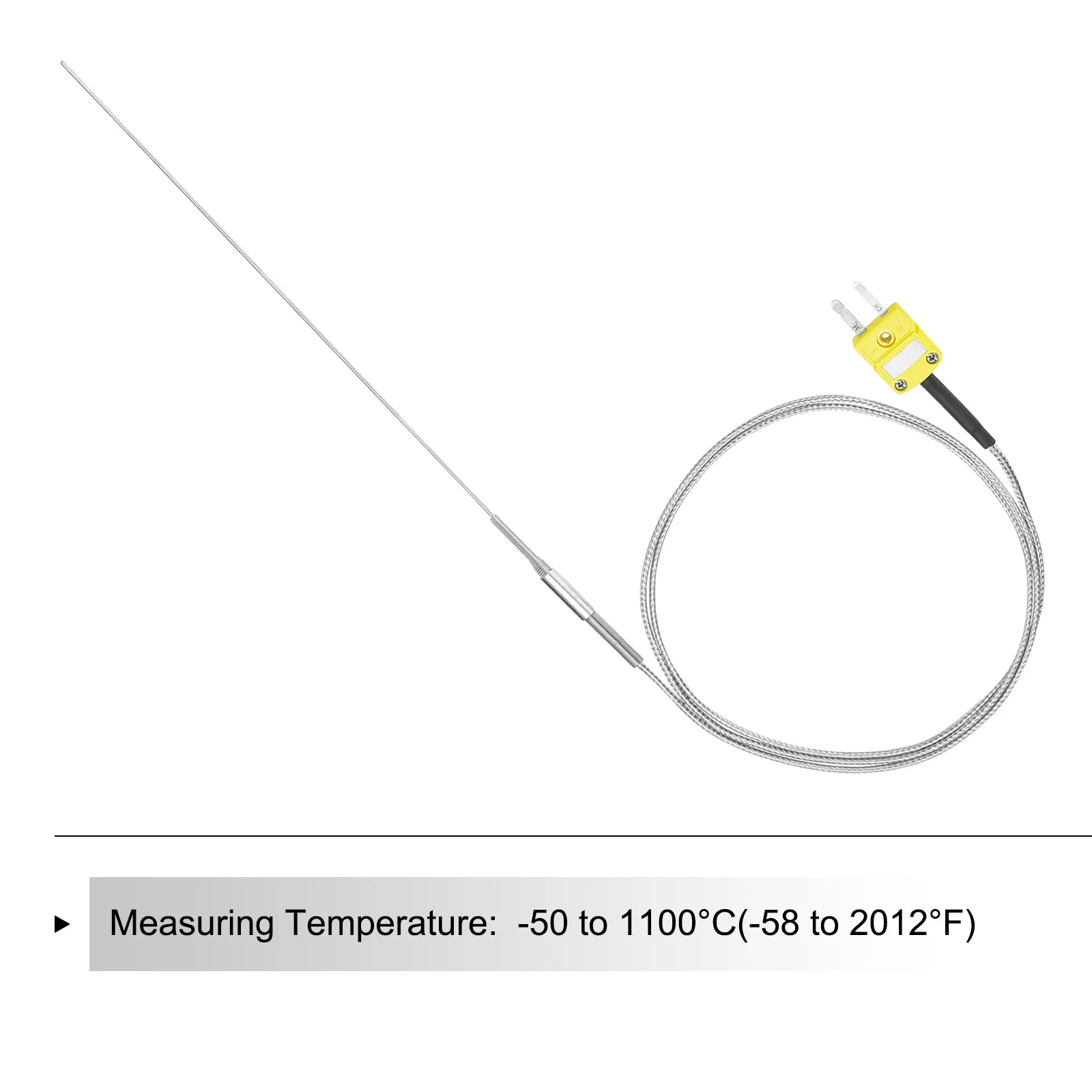 K Type Thermocouple with Plug,Temperature Sensor -40 to 1100°C 0.5x250mm 3.3ft - Image 3