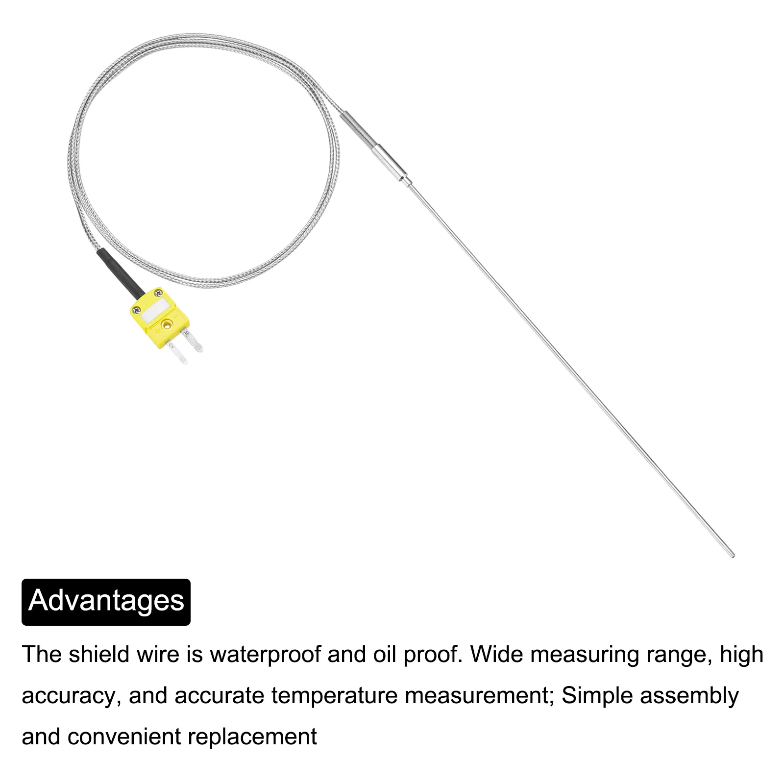 K Type Thermocouple with Plug,Temperature Sensor -40 to 1100°C 1x250mm 3.3ft - Image 4