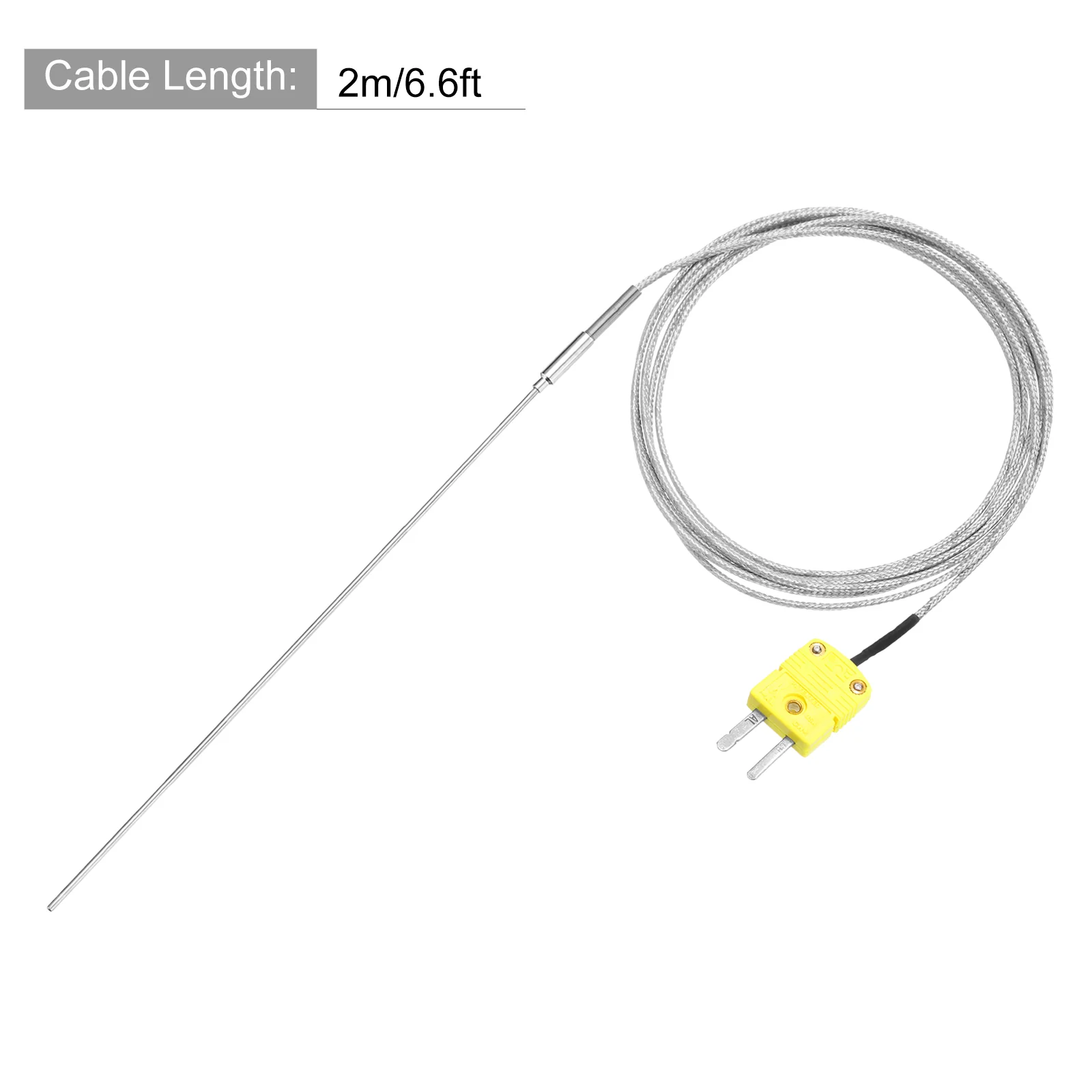 K Type Thermocouple with Plug,Temperature Sensor -40 to 1100°C 1x300mm 6.6ft - Image 2