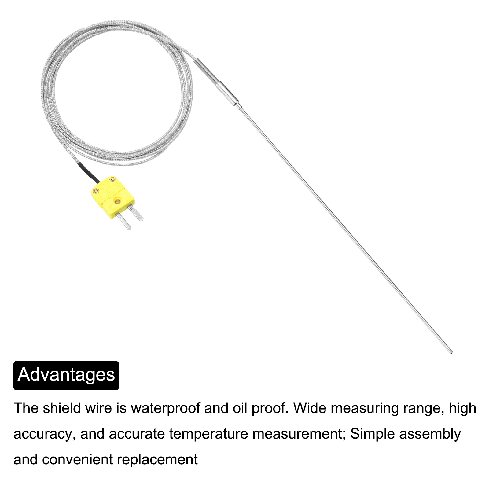 K Type Thermocouple with Plug,Temperature Sensor -40 to 1100°C 1x455mm 6.6ft - Image 4
