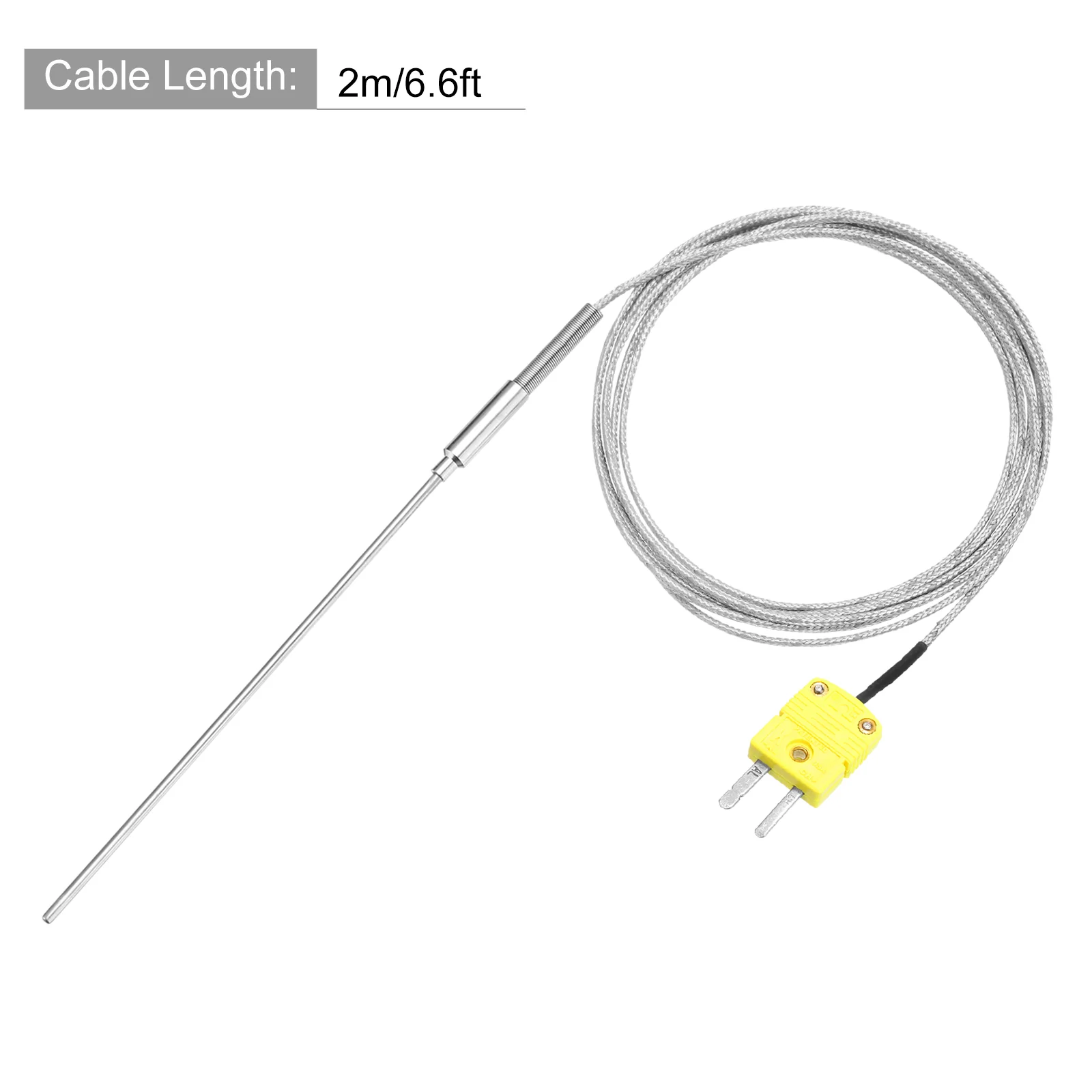 K Type Thermocouple with Plug,Temperature Sensor -40 to 1100°C 1.6x150mm 6.6ft - Image 2