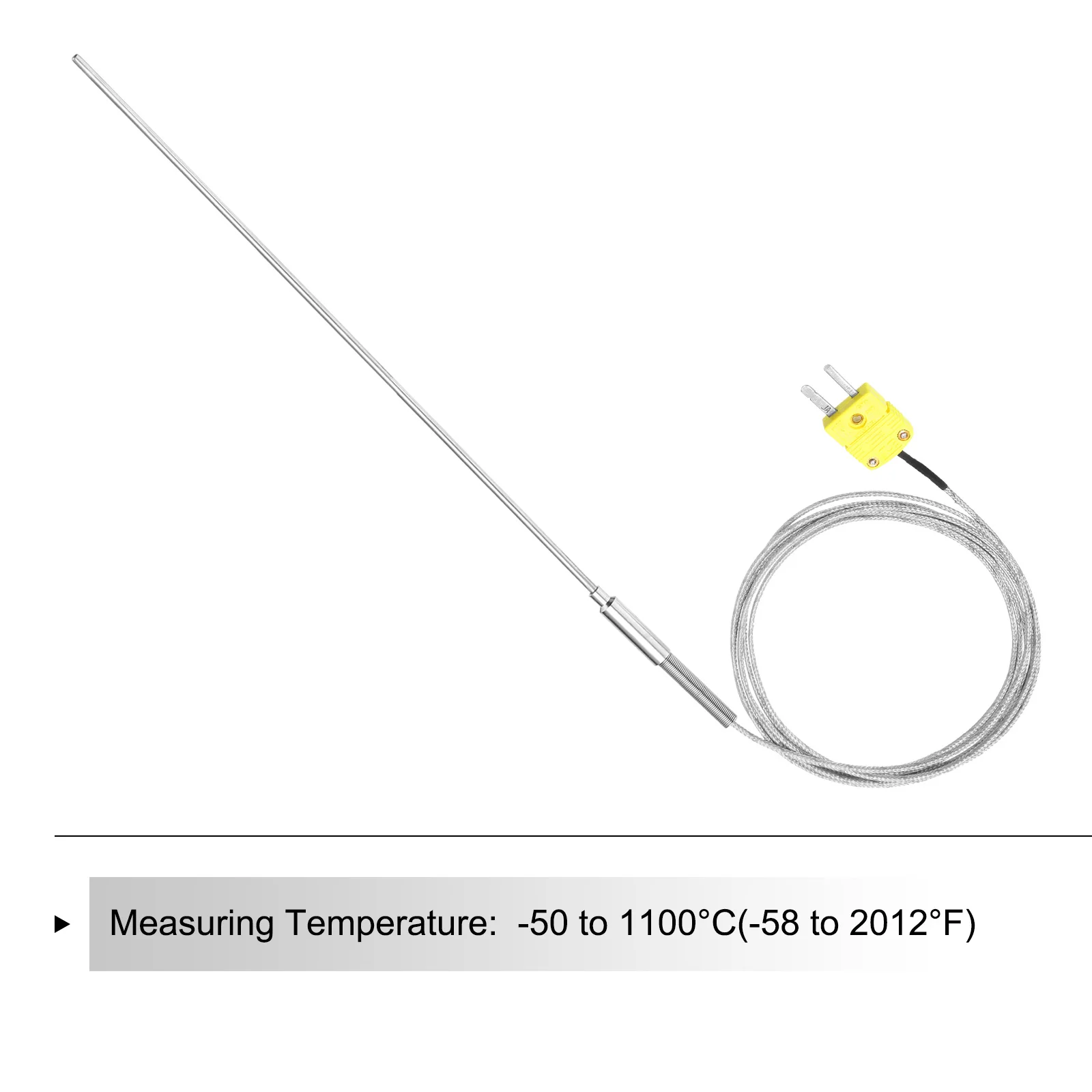 K Type Thermocouple with Plug,Temperature Sensor -40 to 1100°C 4x300mm 6.6ft - Image 3