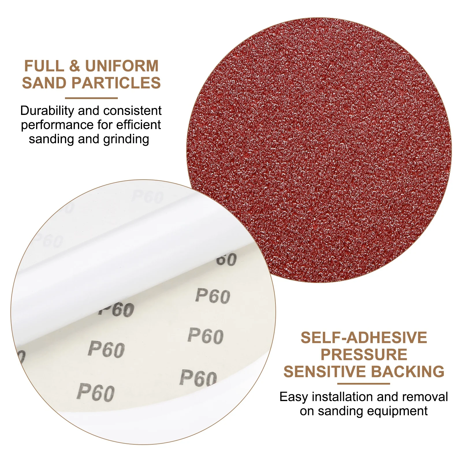 Uxcell 3pcs 10" PSA Sanding Discs 60 Grits Aluminum Oxide Sandpapers Self Adhesive - Image 5