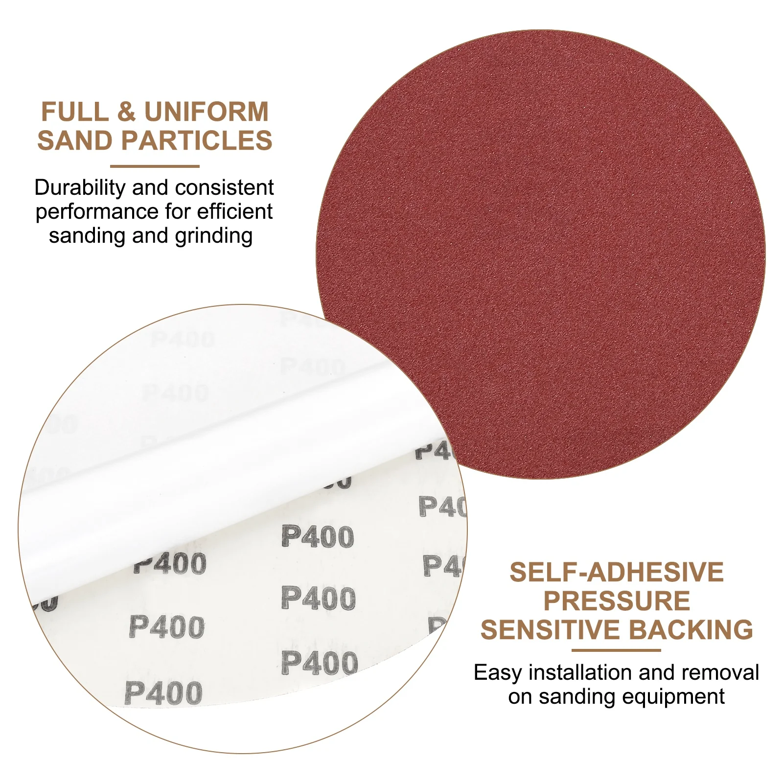 Uxcell 3pcs 10" PSA Sanding Discs 400 Grits Aluminum Oxide Sandpapers Self Adhesive - Image 5