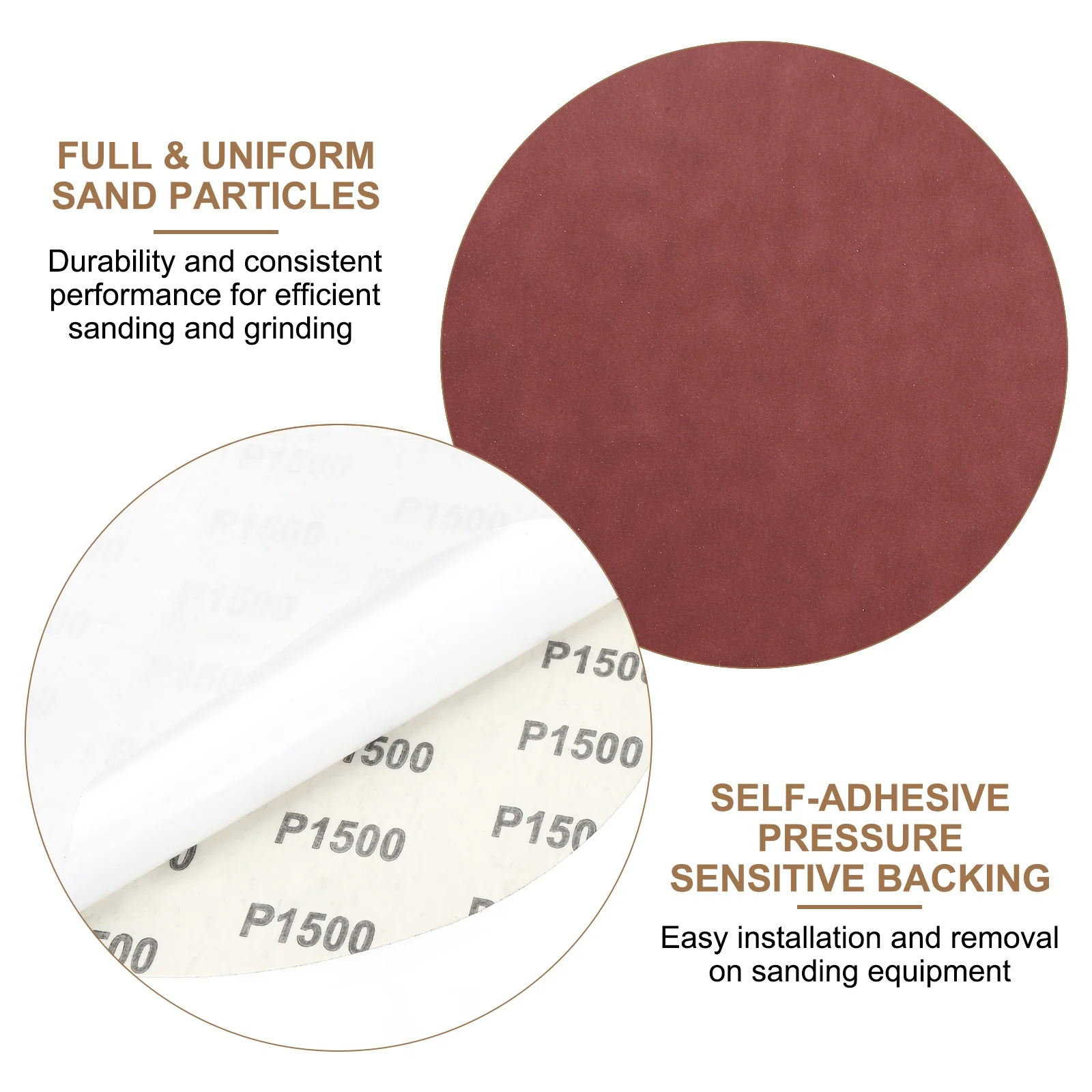 Uxcell 3pcs 10" PSA Sanding Discs 1500 Grits Aluminum Oxide Sandpapers Self Adhesive - Image 5