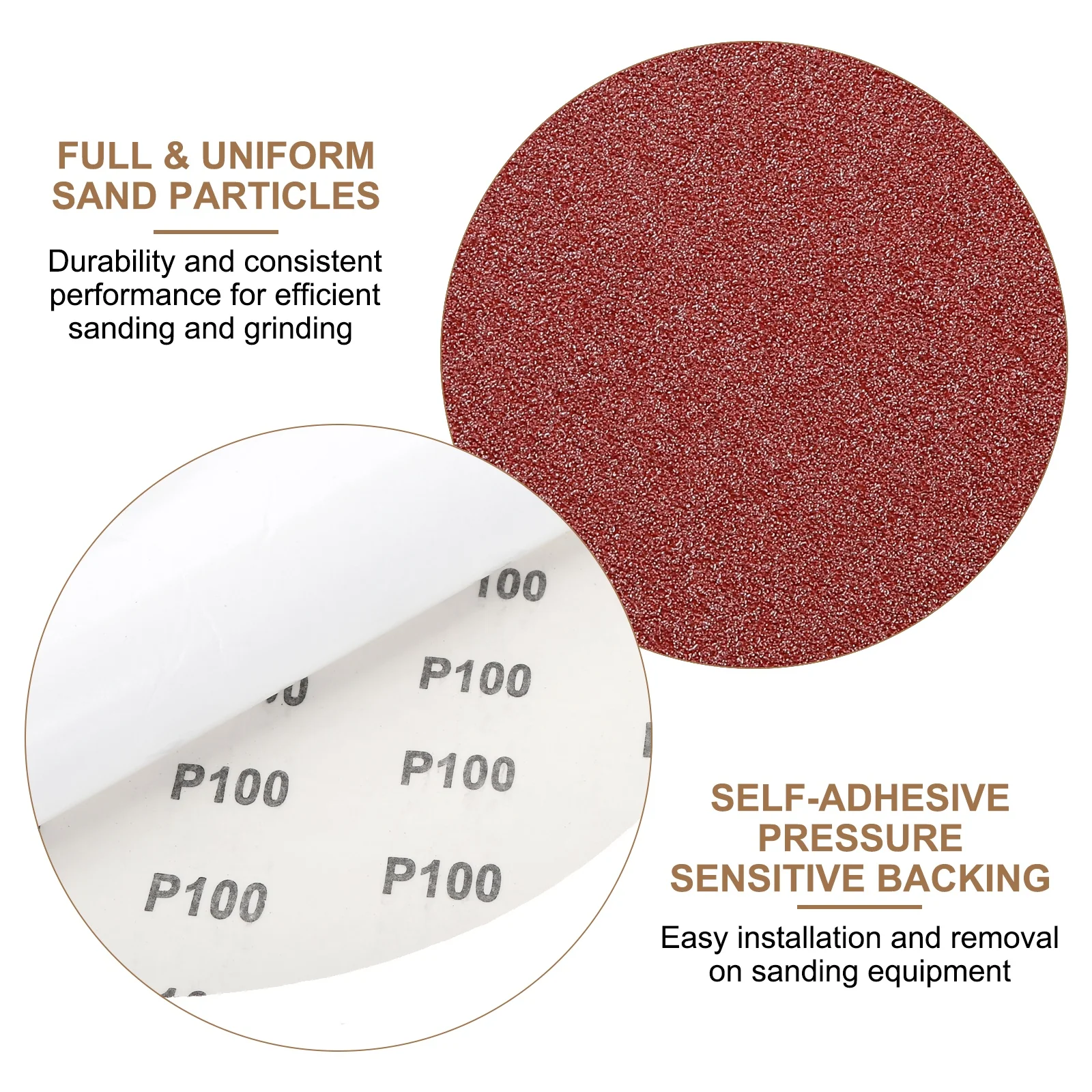 Uxcell 8pcs 10" PSA Sanding Discs 100 Grits Aluminum Oxide Sandpapers Self Adhesive - Image 5