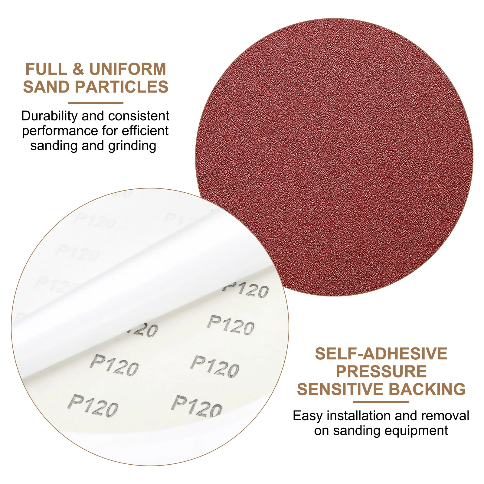 Uxcell 8pcs 10" PSA Sanding Discs 120 Grits Aluminum Oxide Sandpapers Self Adhesive - Image 5
